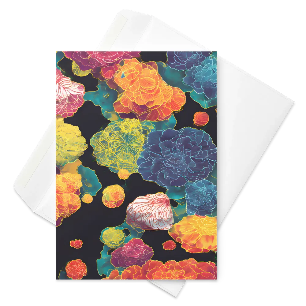 Neon Peony Tapestry | Greeting Card | 5″×7″