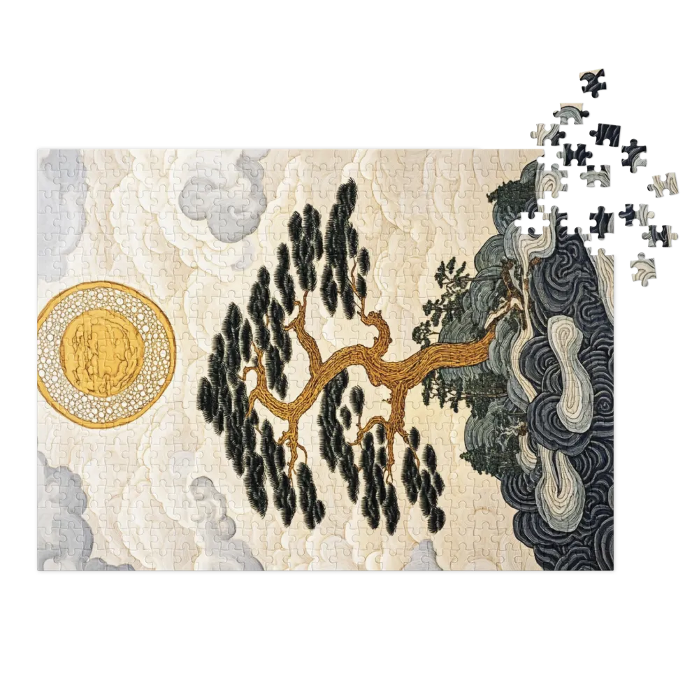 Japanese Tree Landscape with Moon