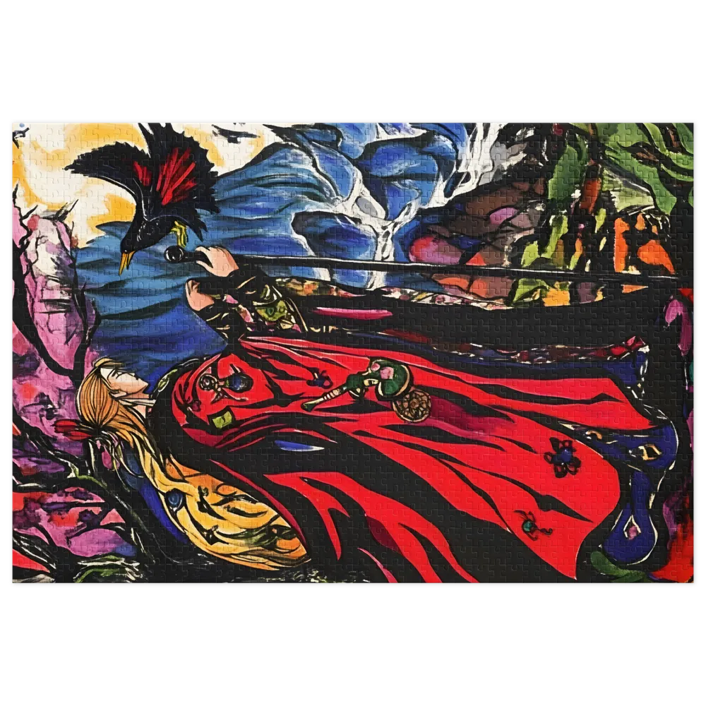 Vibrant Figure in Red Cloak | Jigsaw Puzzle (252/520 pieces)