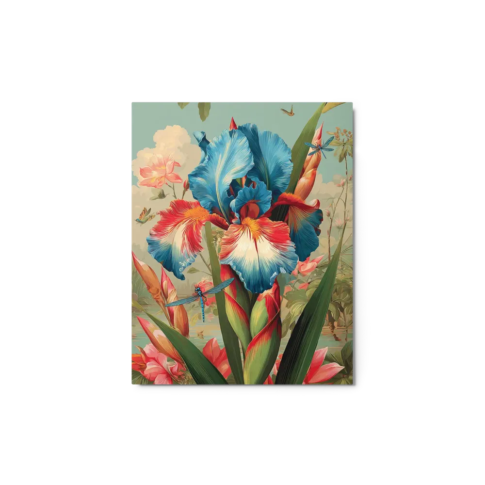 The Blue Iris and Dragonflies | Art Print