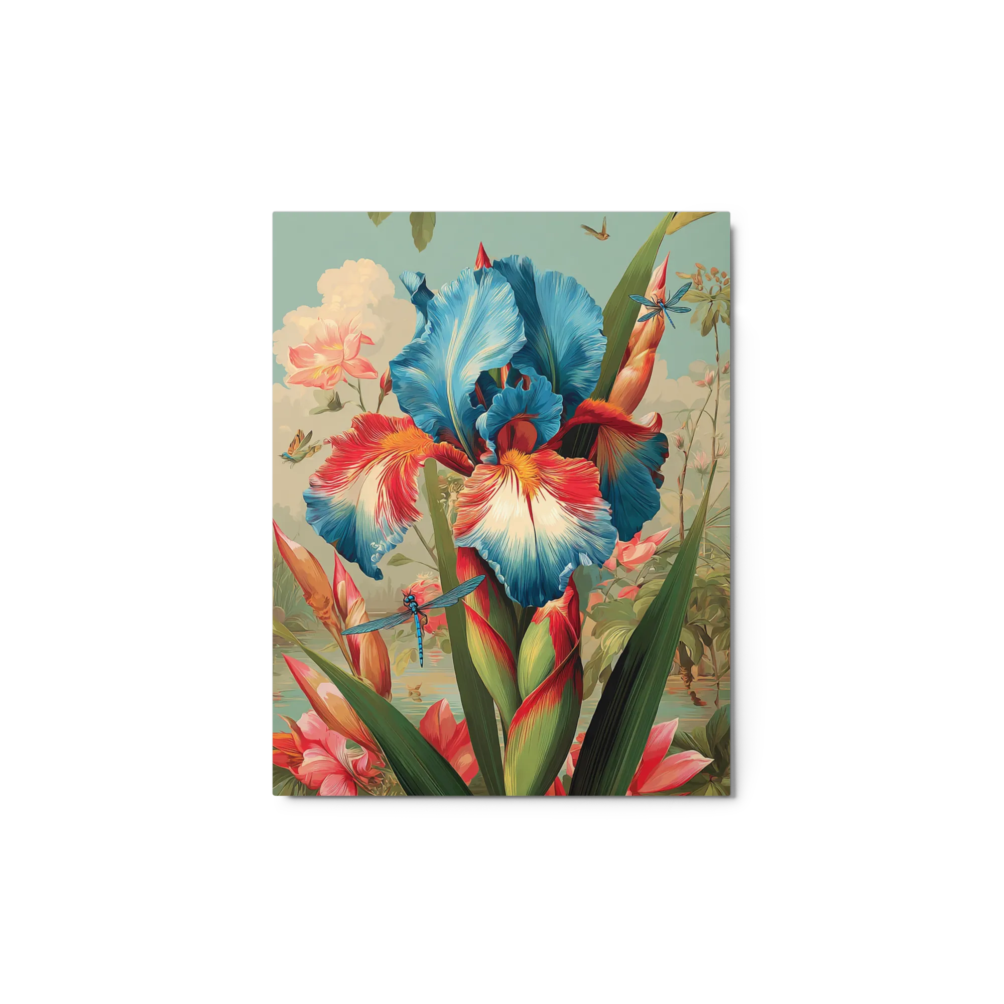 The Blue Iris and Dragonflies