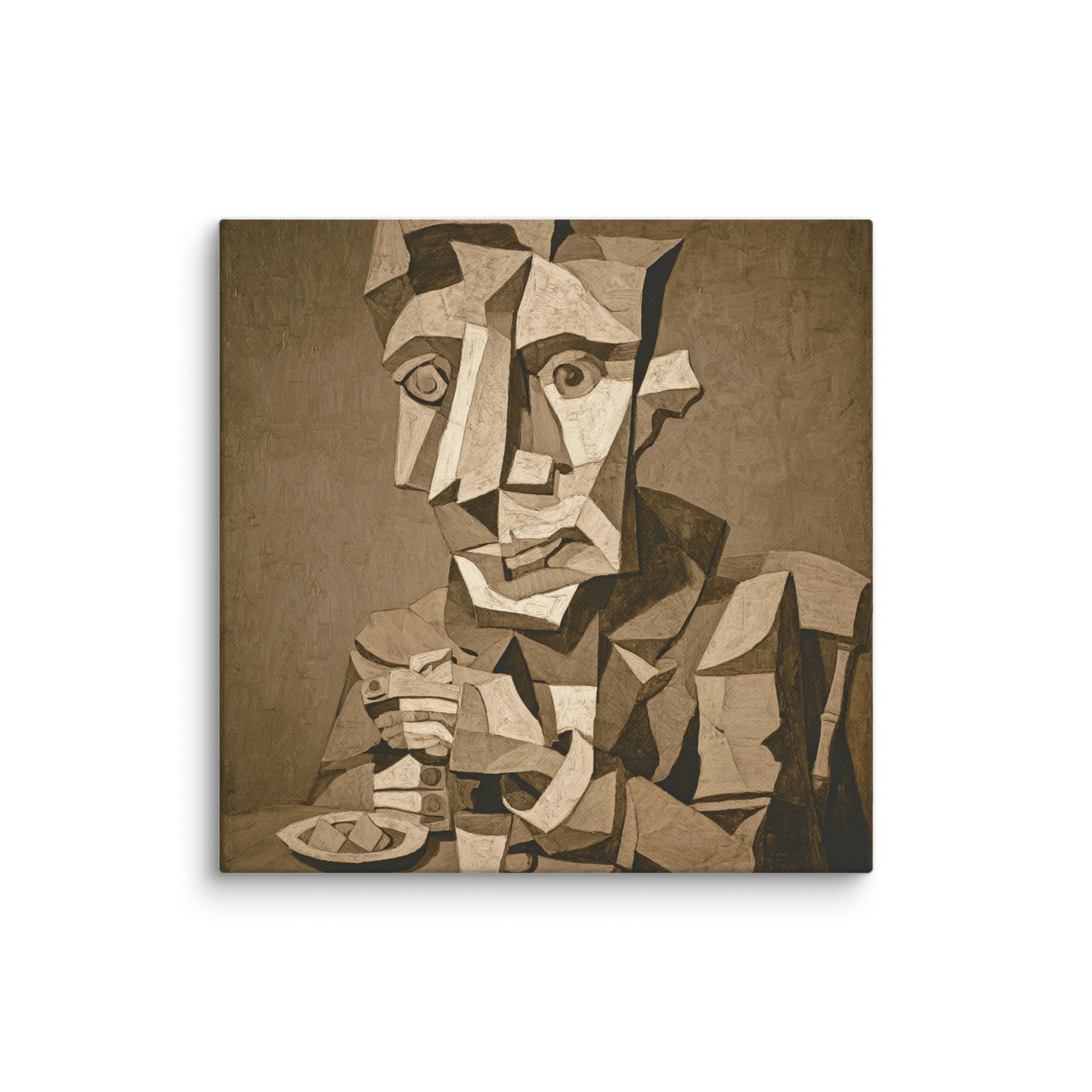 Sepia Facet Cubism Wall Art — Timeless Geometry