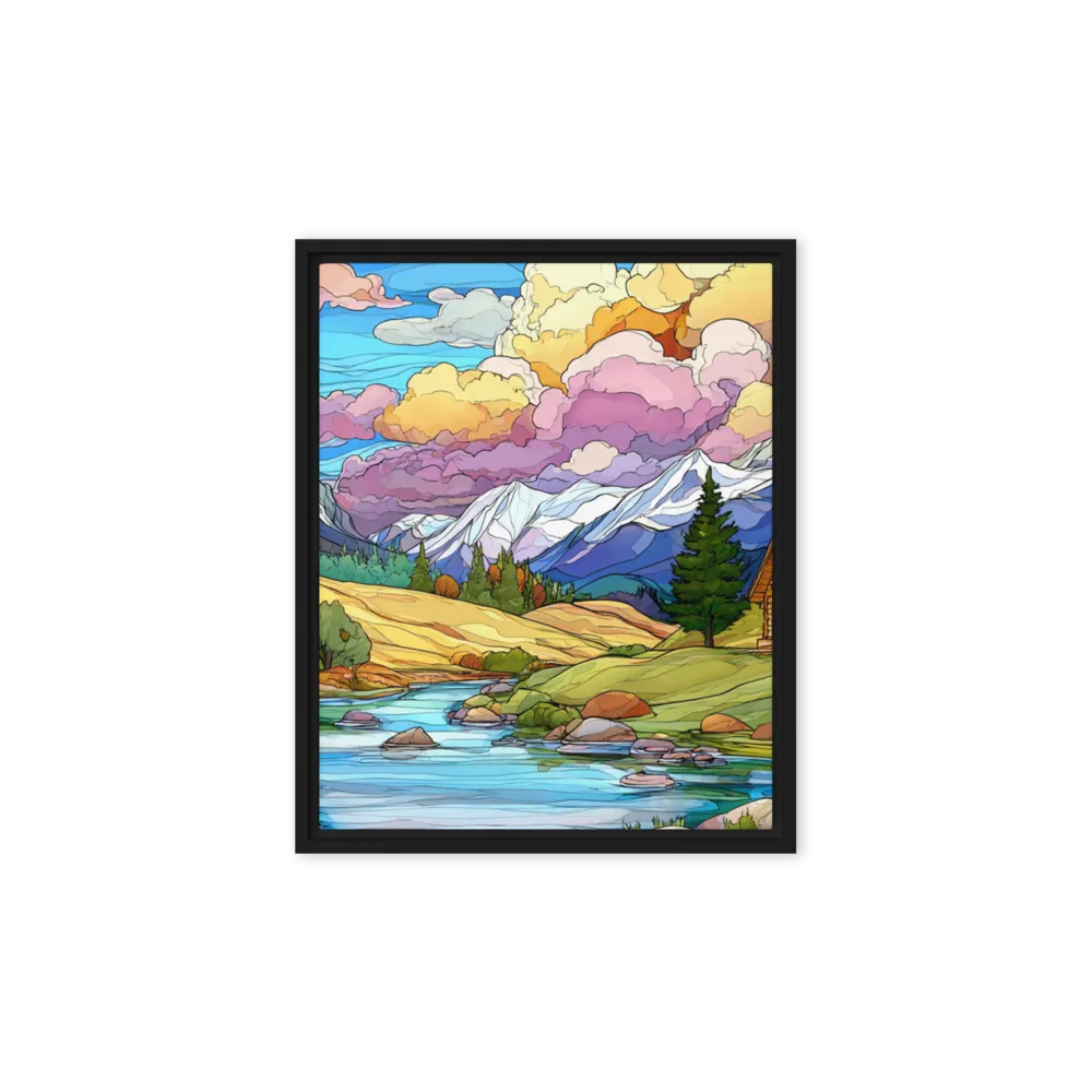 Stained Glass Mountain River | Art Print