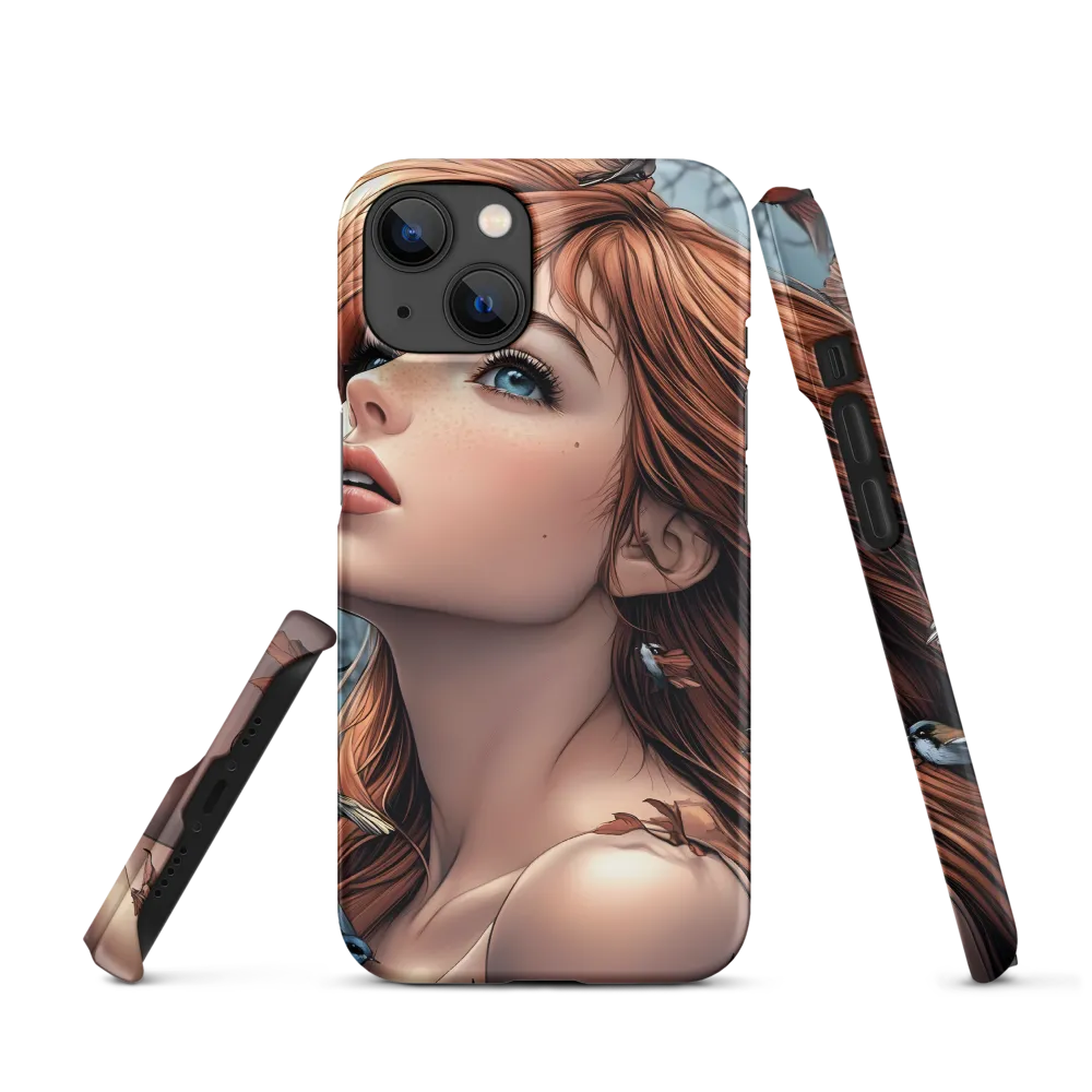 Woman Surrounded by Birds and Leaves | Phone Case