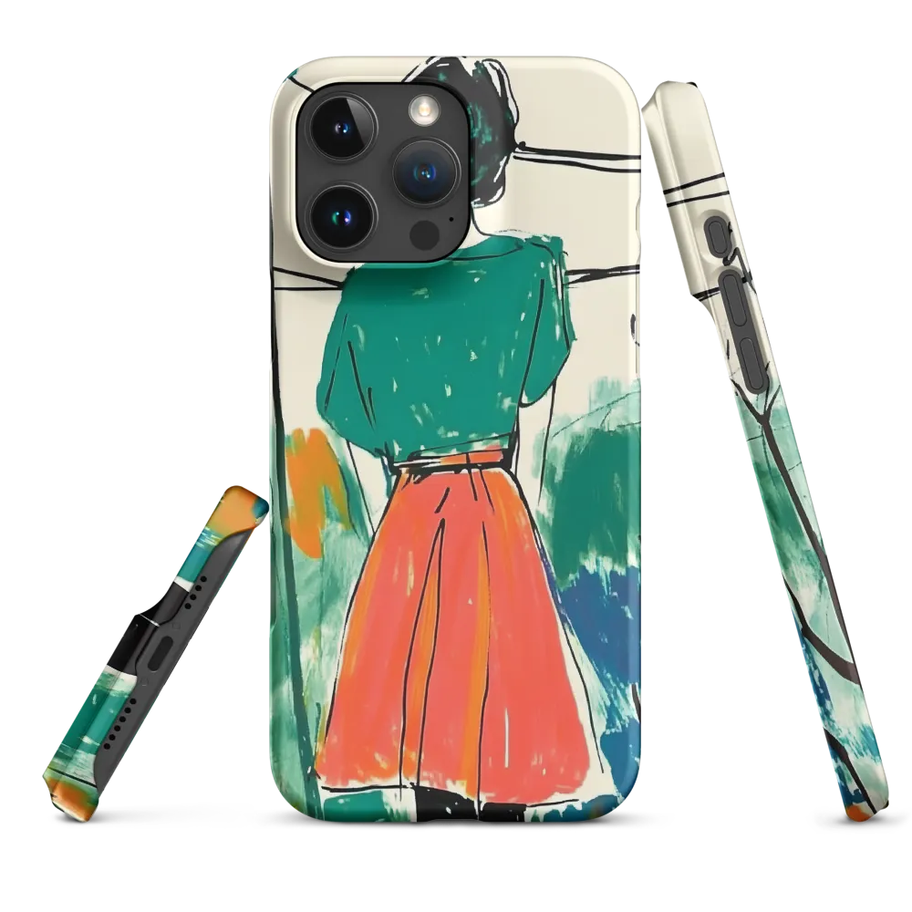 Woman in Green and Orange Skirt | Phone Case
