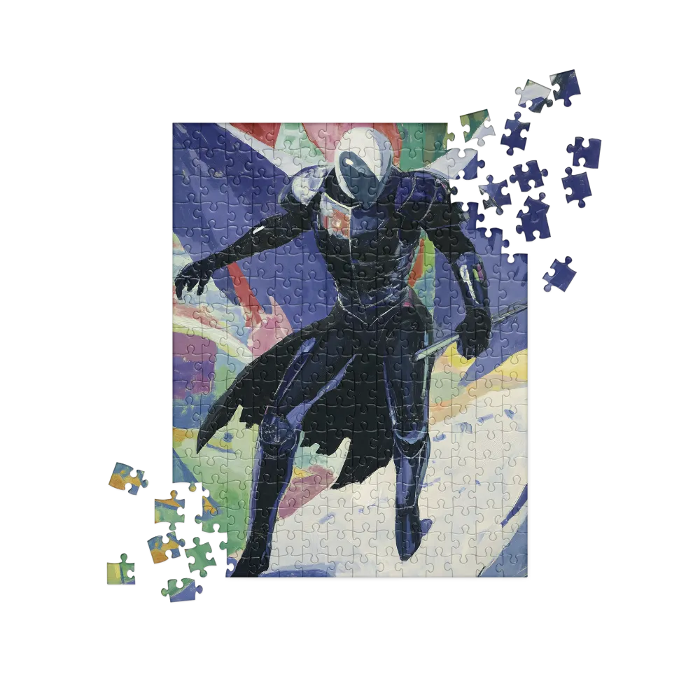 Futuristic Warrior Expression 
 Jigsaw Puzzle in Tin Box