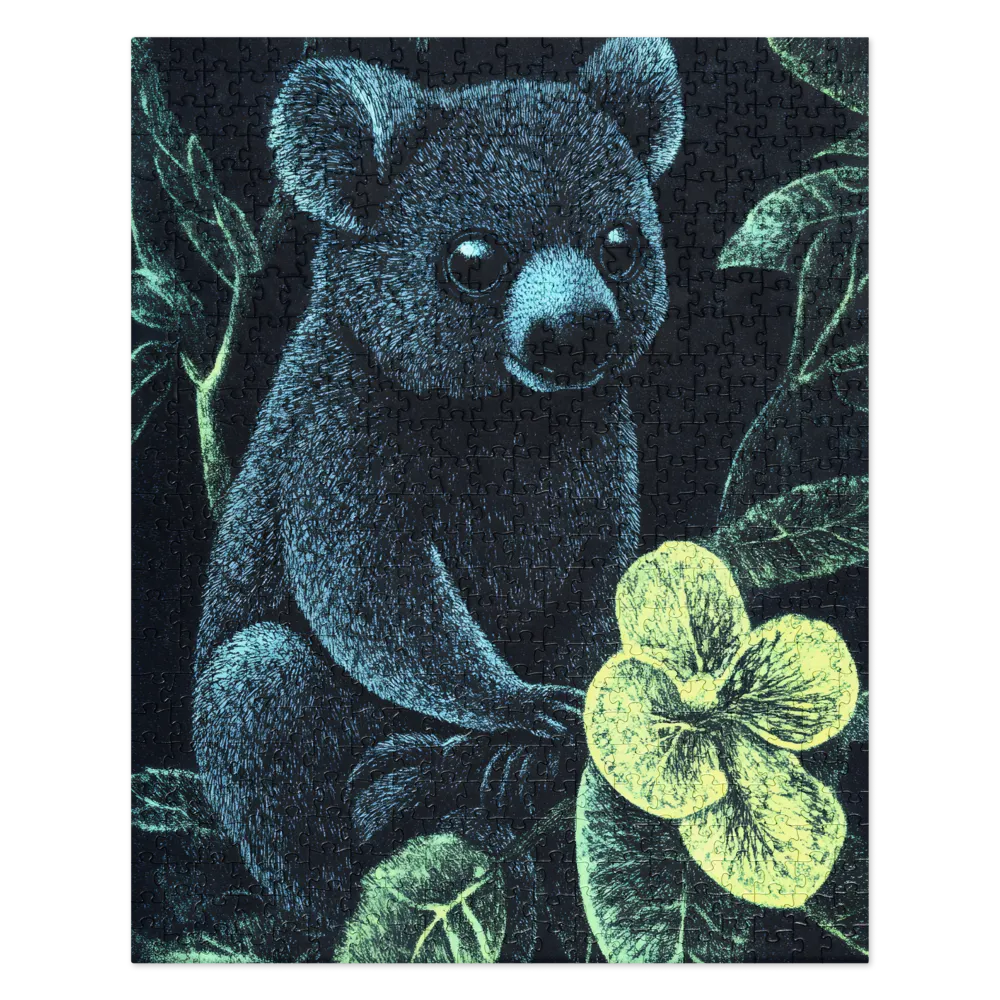 Nocturnal Koala with Yellow Flower 
 Jigsaw Puzzle