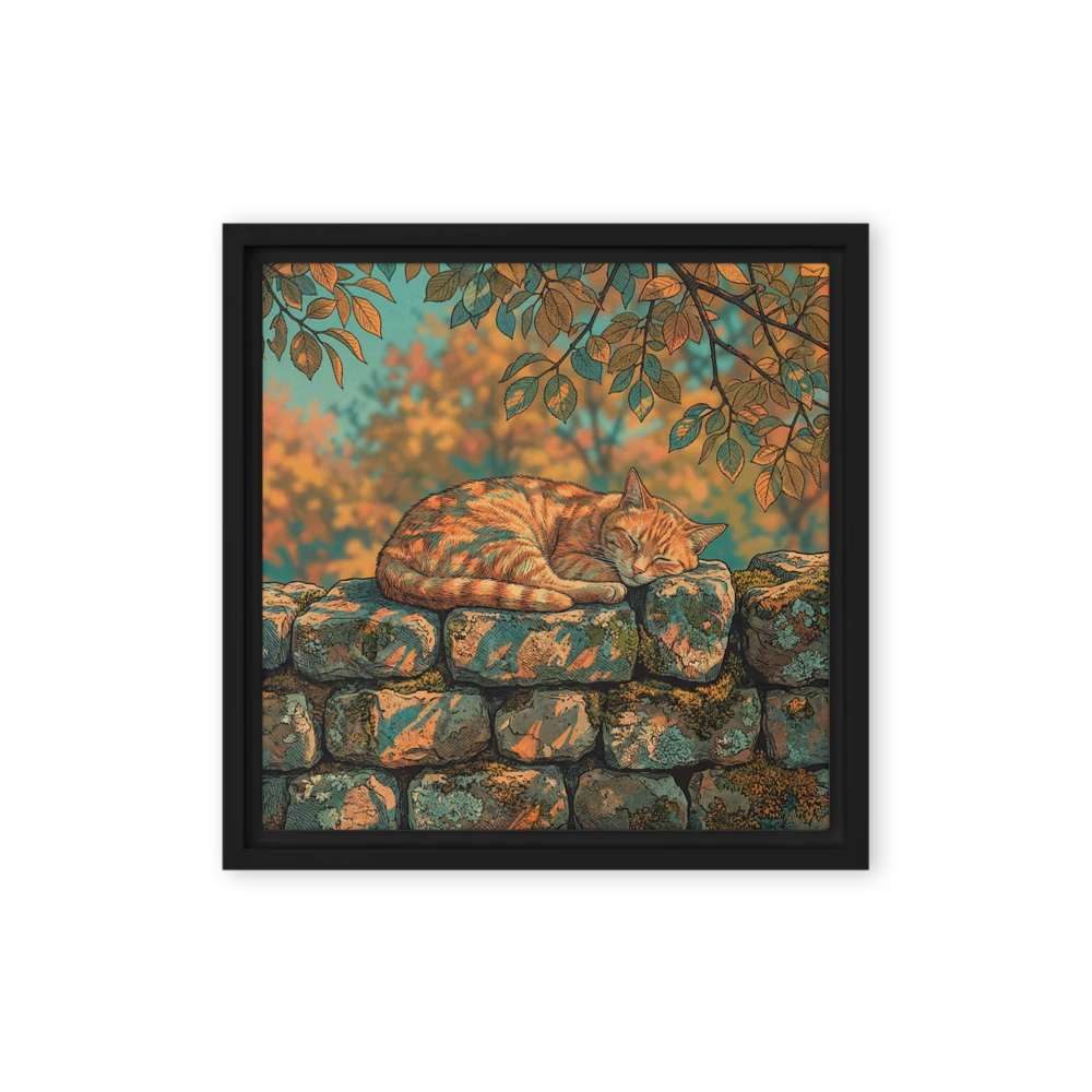 Autumn Nap on Stone Wall | Art Print