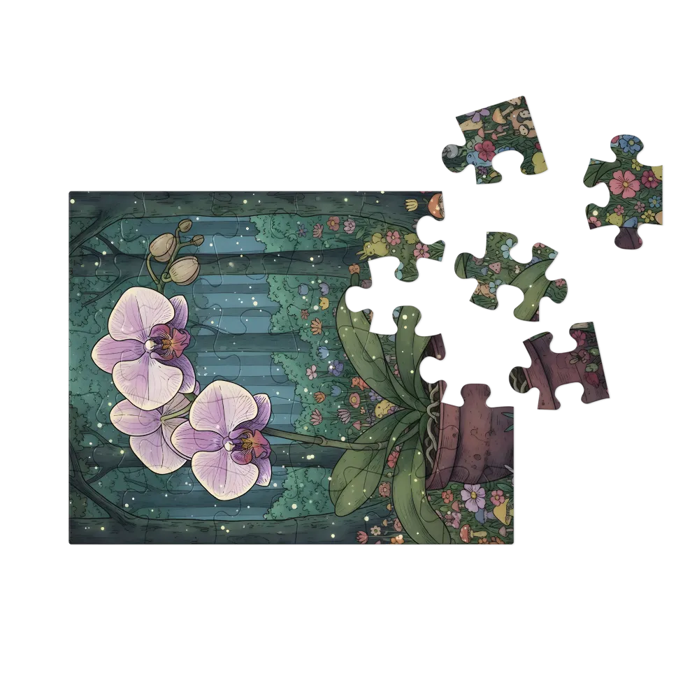 Enchanted Orchid 
 Jigsaw Puzzle in Tin Box