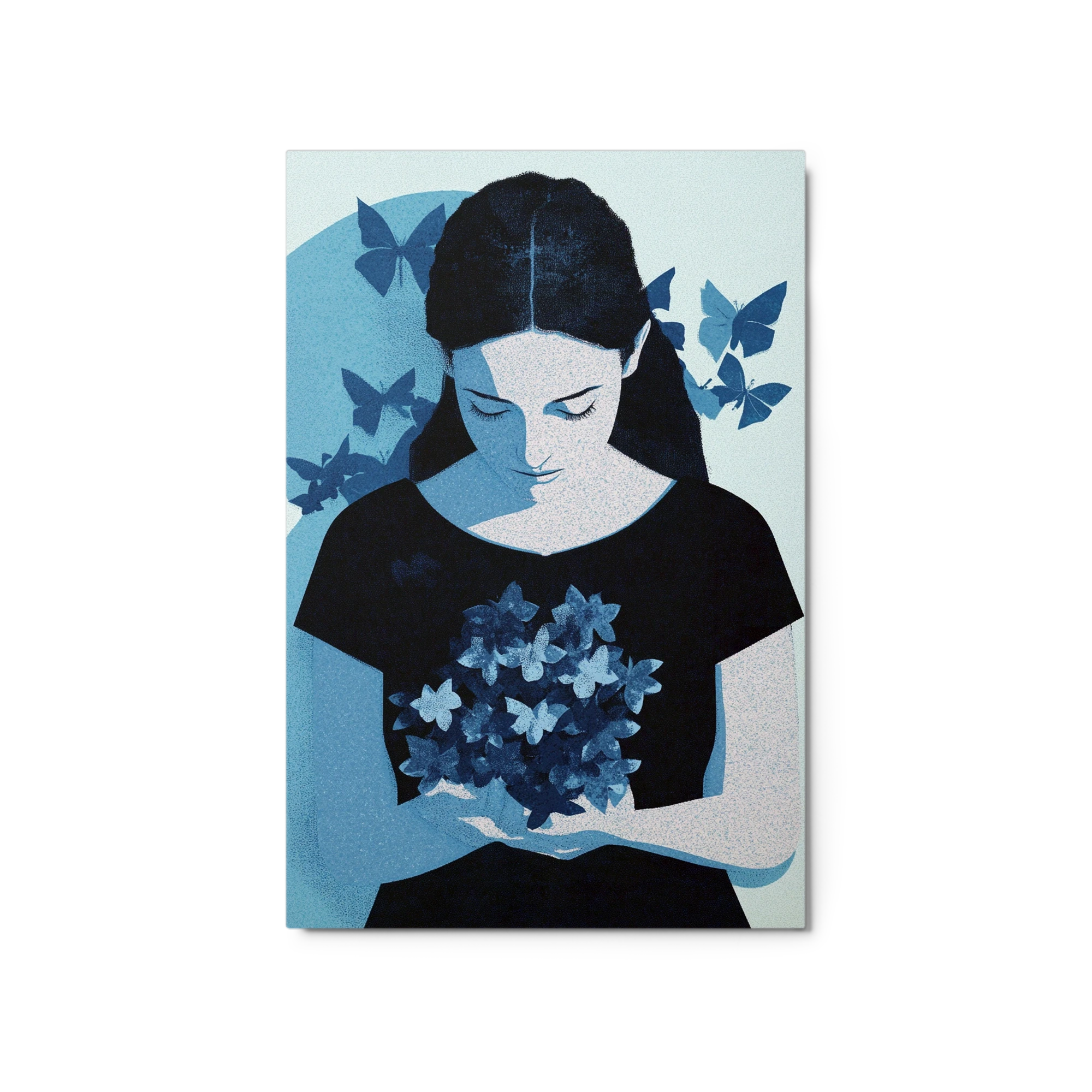 Woman with Flowers and Butterflies