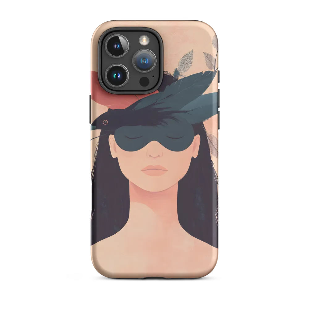 Woman with Bird Mask and Feathers | Phone Case