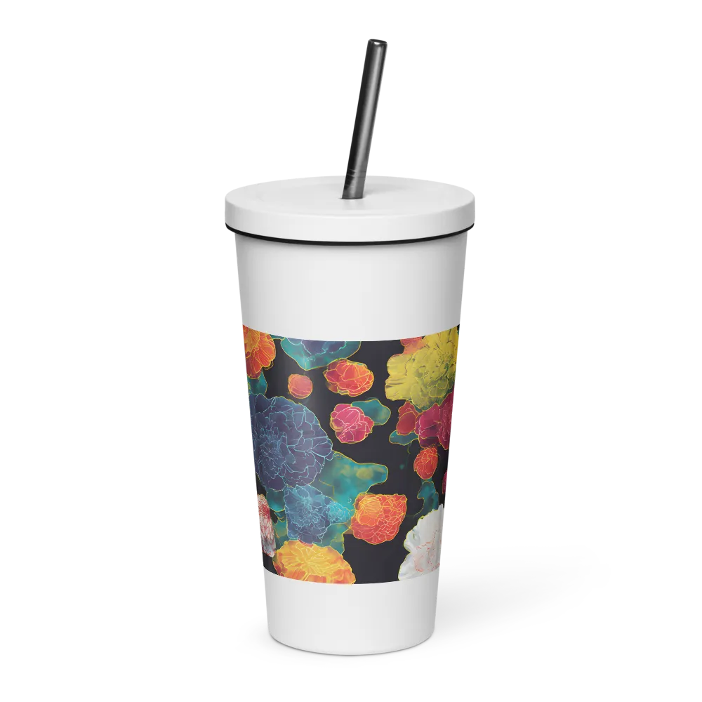 Tapeçaria de peônias néon | Caneca de viagem