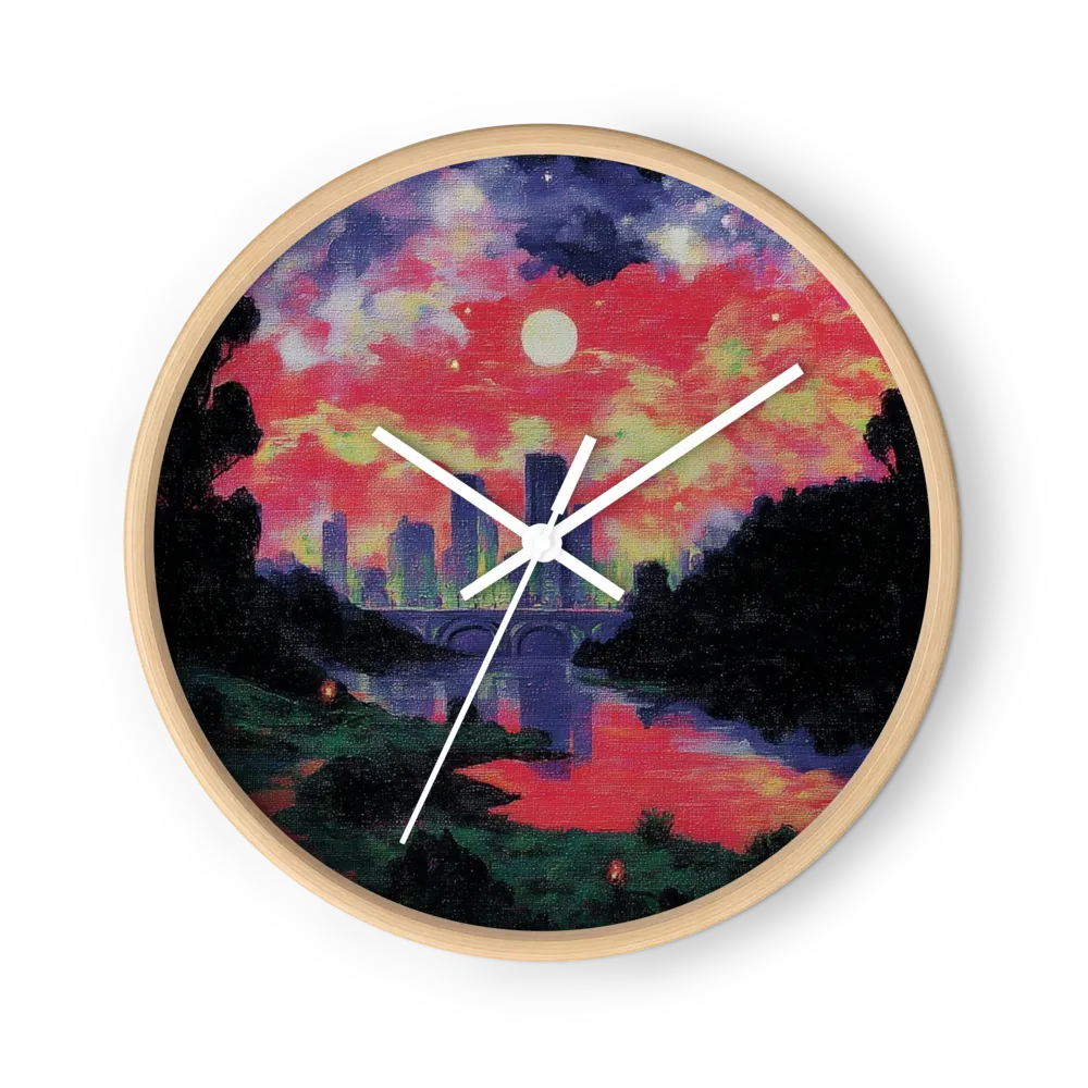 Crimson Skies Over Dark Hills — Night Skies, Neon Dots
