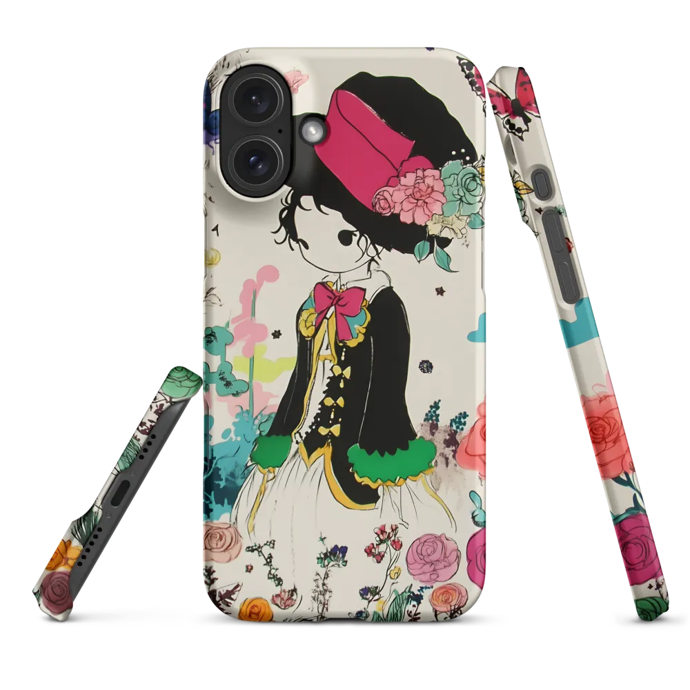 Girl with Pink Hat and Flowers | Phone Case