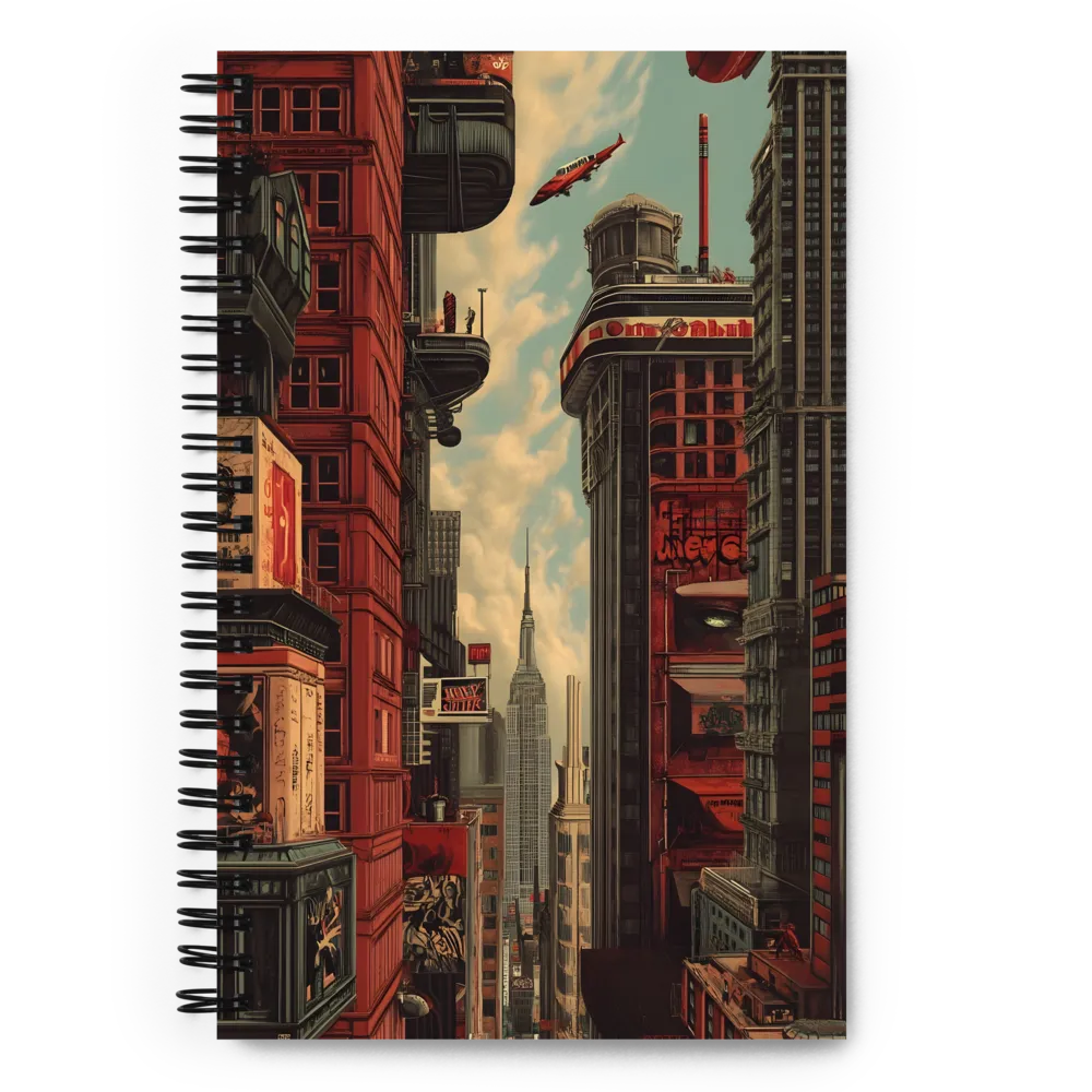 Echoes of Tomorrow: Retro-Futuristic Cityscape 
 Spiral Notebook | 140 pages
