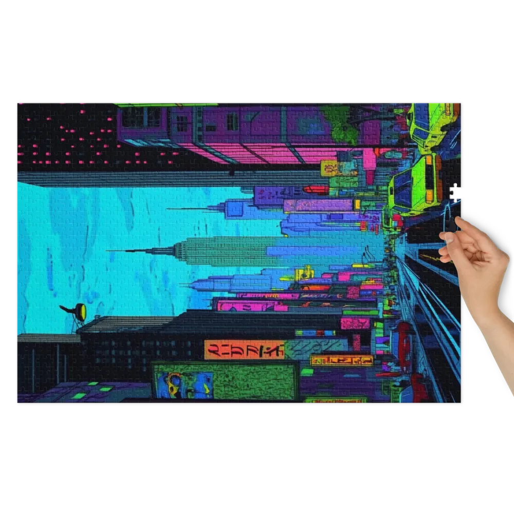 Futuristic Cityscape with Neon Colors | Jigsaw Puzzle (252/520 pieces)