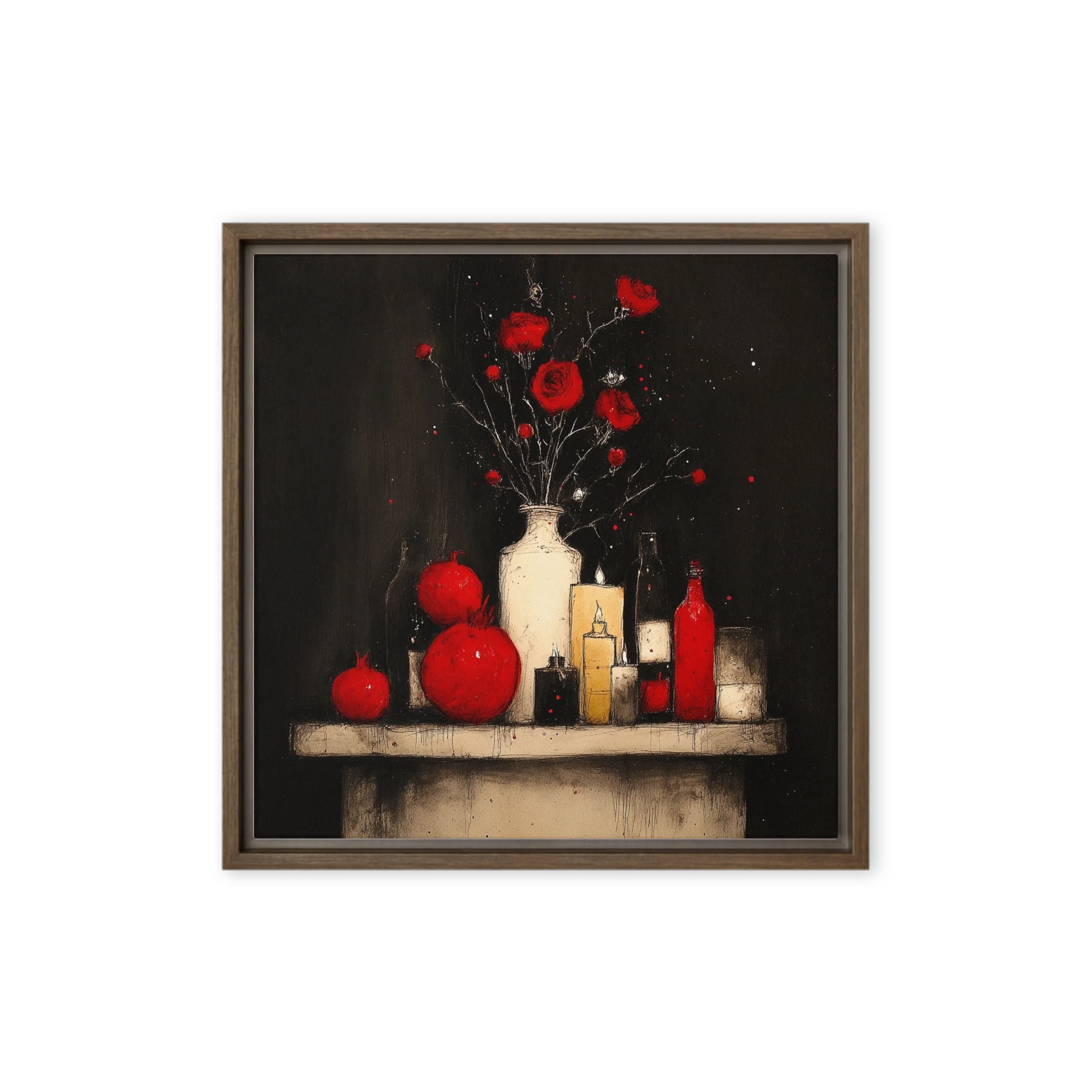 Pomegranates and Red Roses