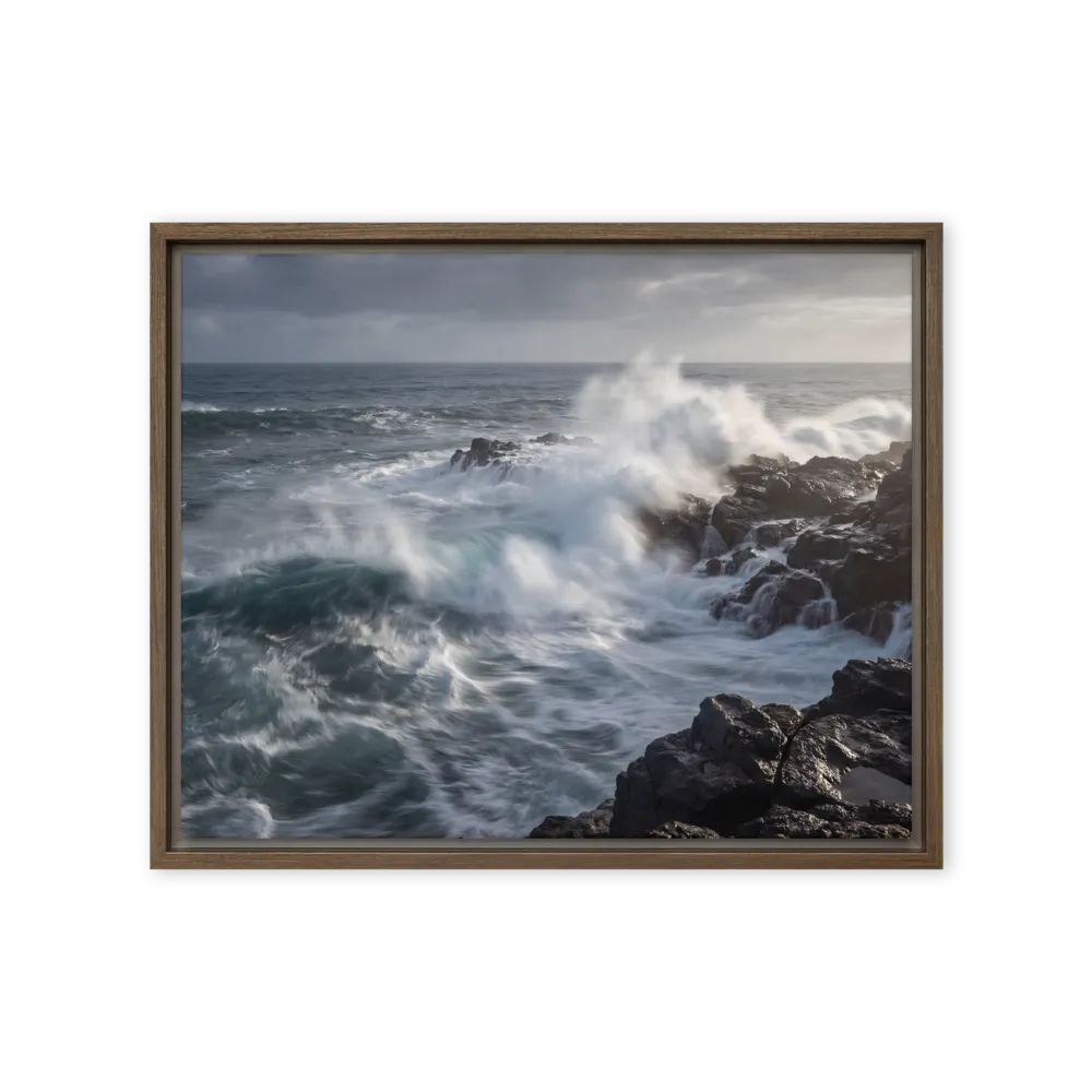 Crashing Waves, Rocky Coast 
 Canvas with White Frame