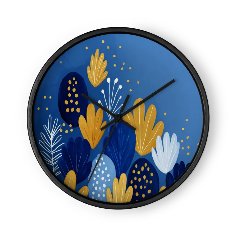 Cobalt & Gold Flora | Wall Clock
