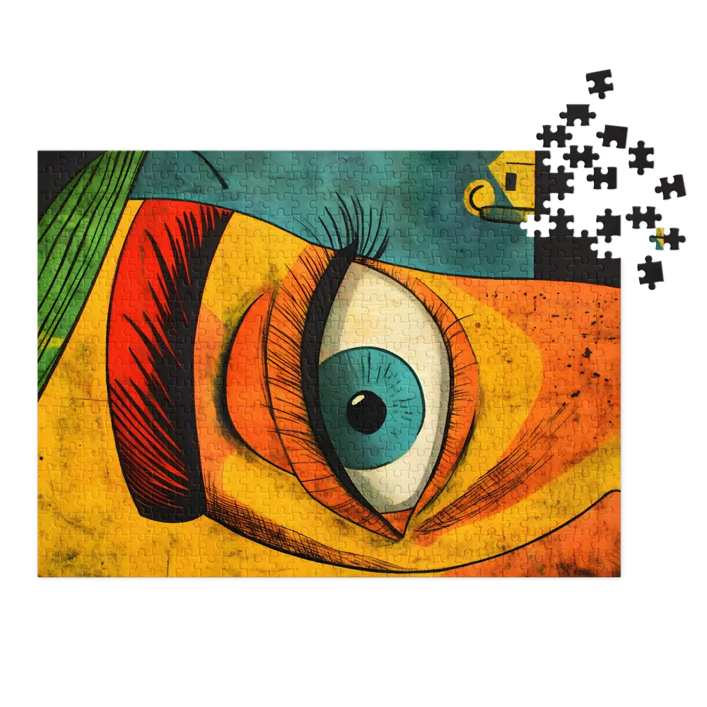 Olho Vibrante Pop Art 
 Puzzle em caixa de metal