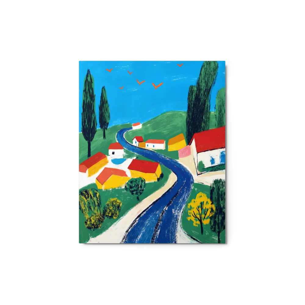 Winding Road to the Village 
 Canvas with Brown Frame