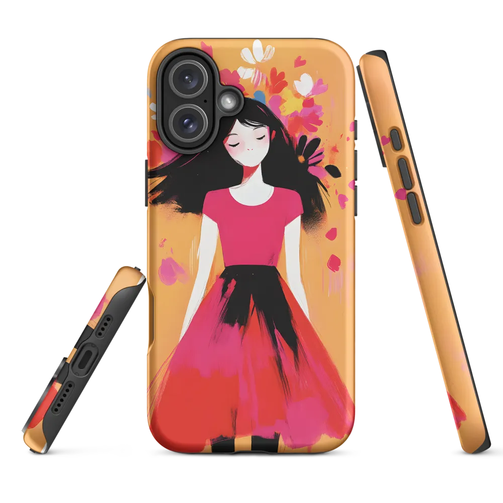 Whimsical Woman with Flowers | Phone Case
