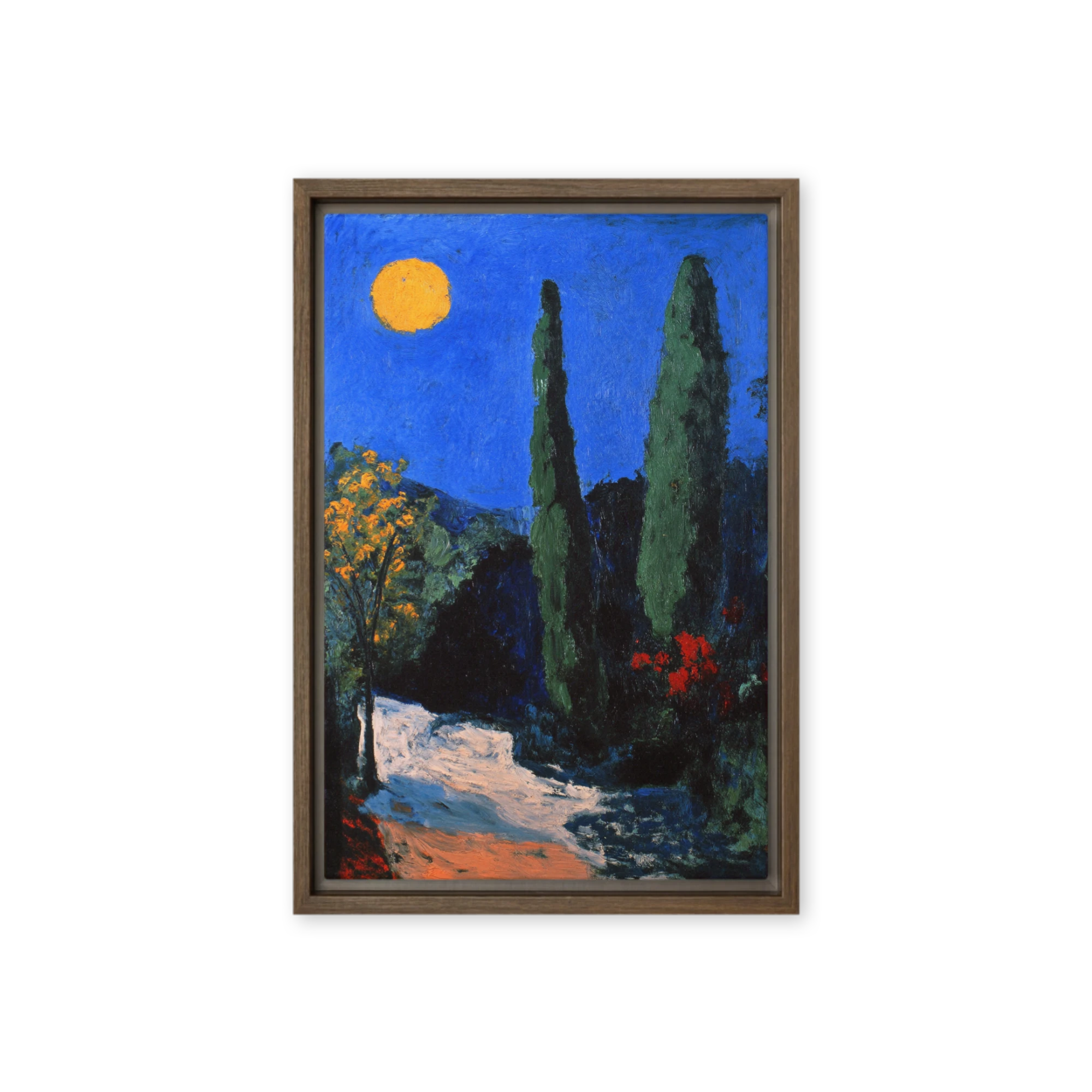 Moonlit Cypresses and Path | Art Print
