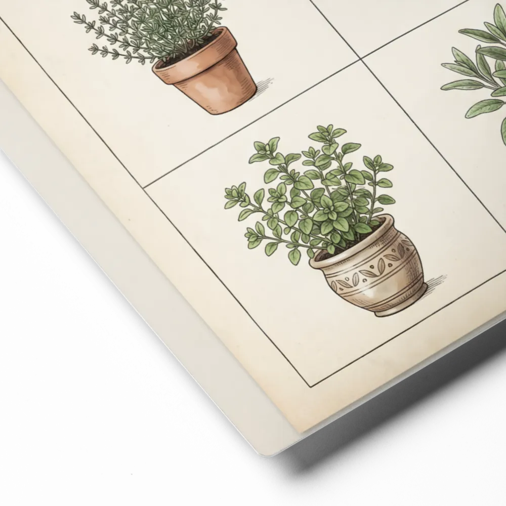 Potted Herb Botanical Study 
 Metal Print | 16″x 20″