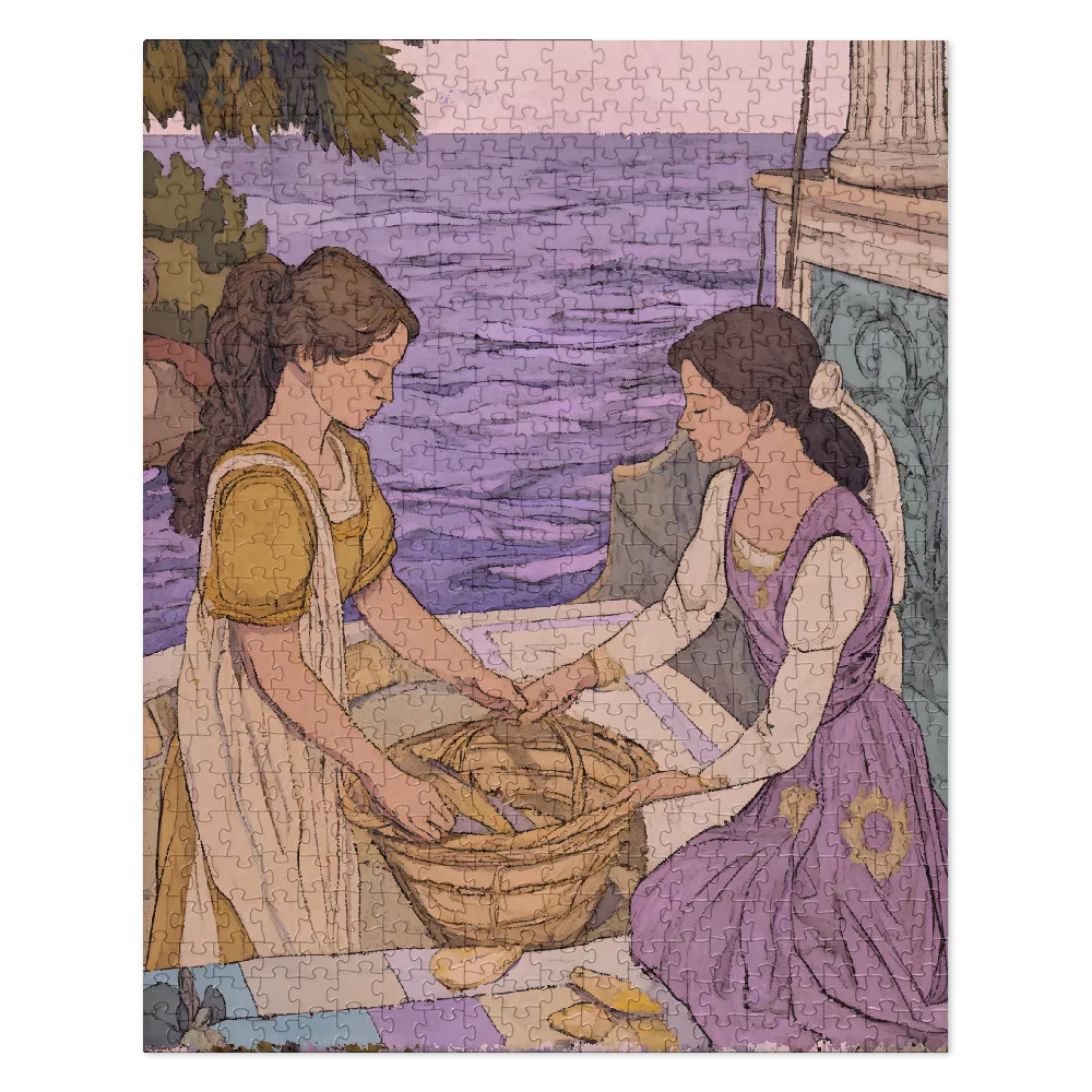 Maidens by the Water 
 Jigsaw Puzzle in Tin Box