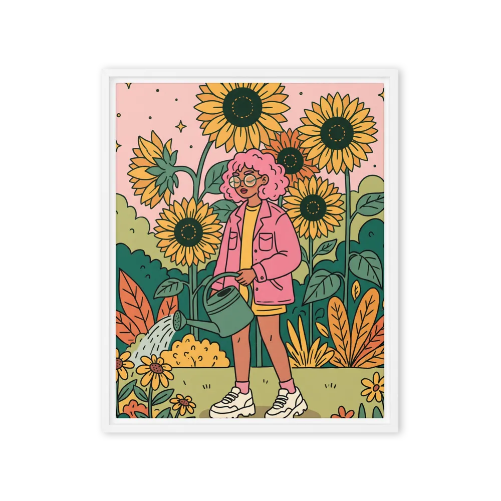 Girl in Sunflower Garden 
 Metal Print | 20″x 30″