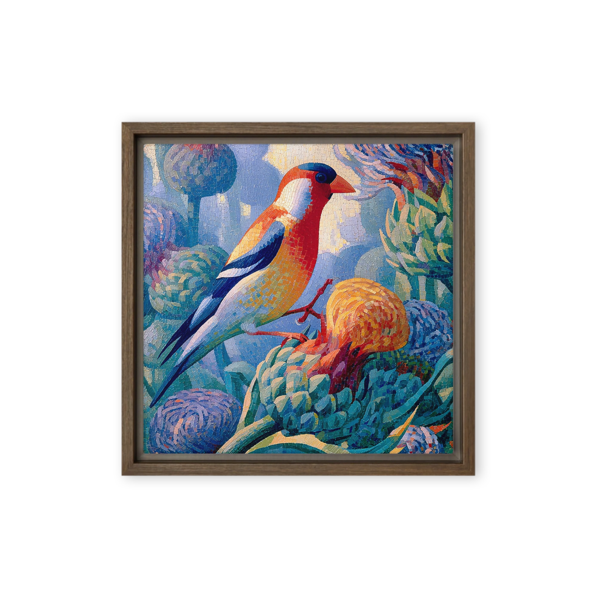 Mosaic Bird on Artichokes | Art Print