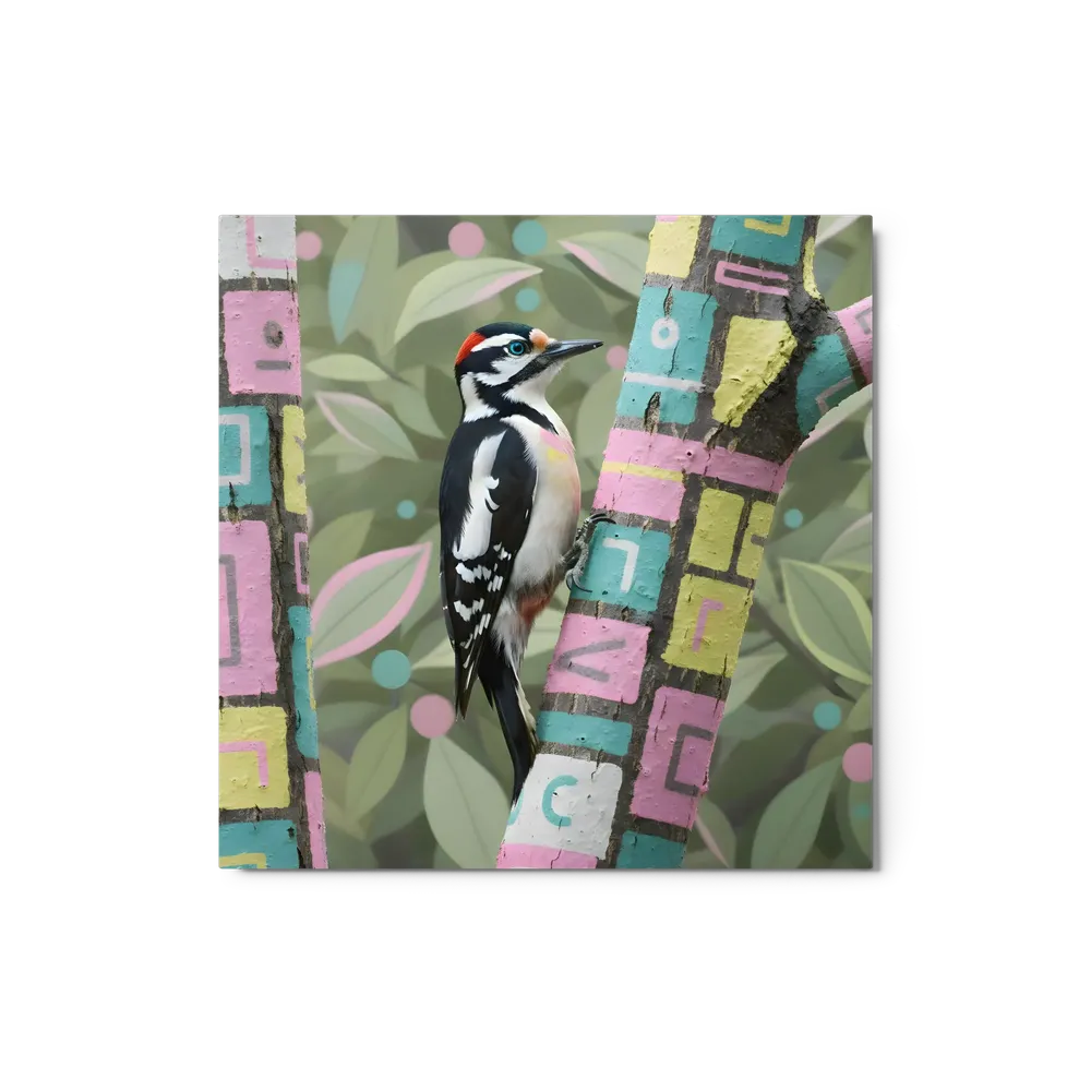 Woodpecker on Painted Tree | Art Print
