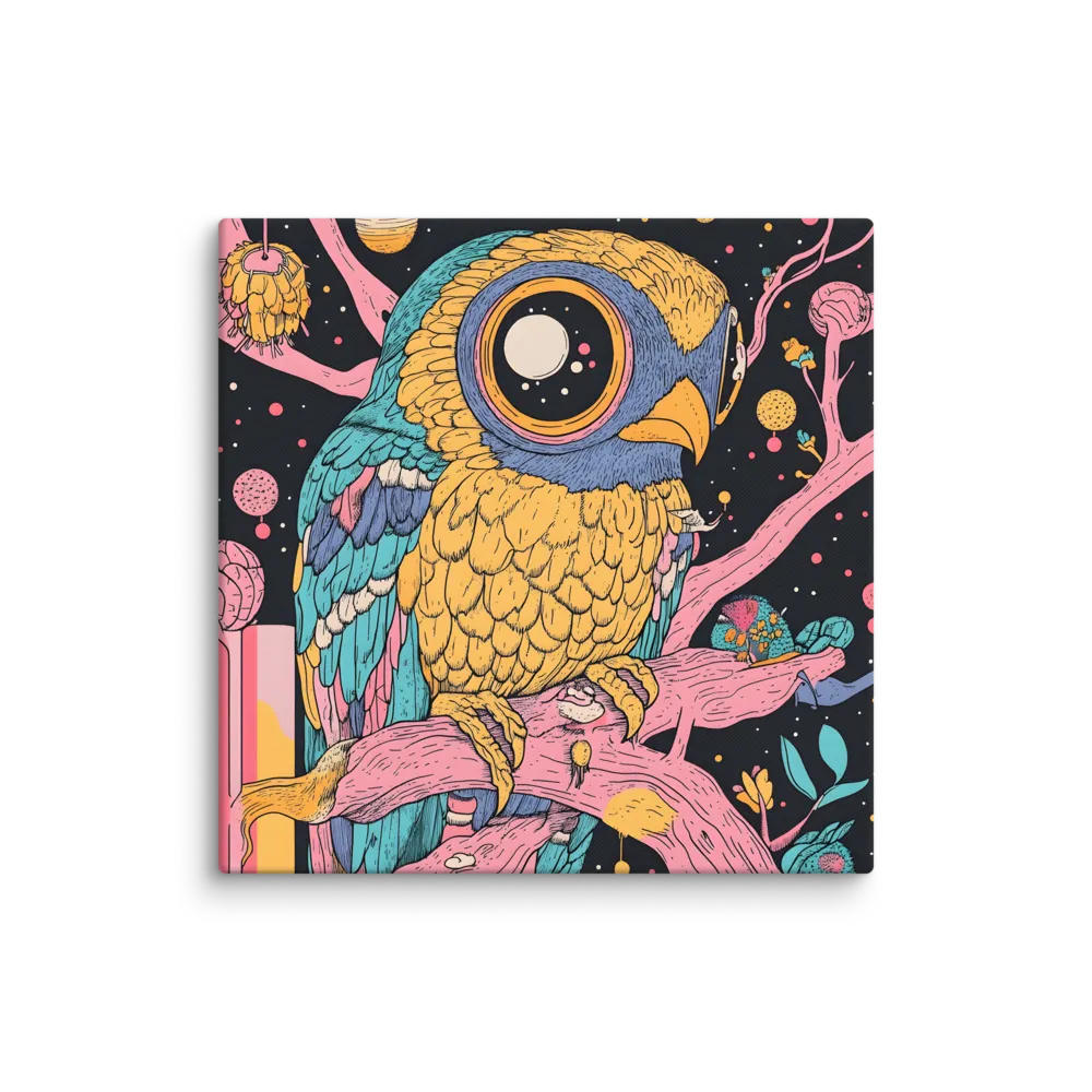 Cosmic Owl Perch 
 Canvas | 30″x 30″