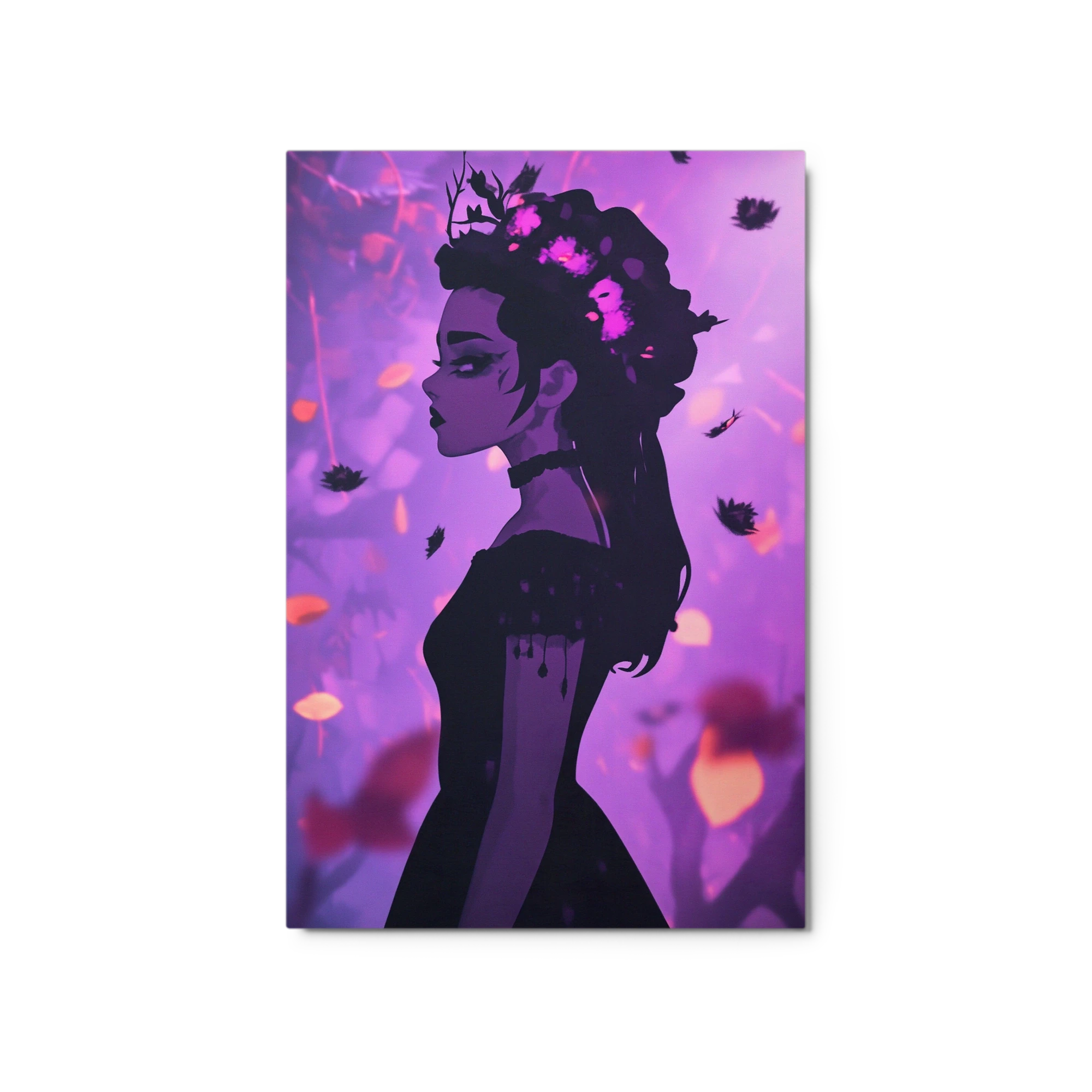 Woman Silhouette in Purple Background