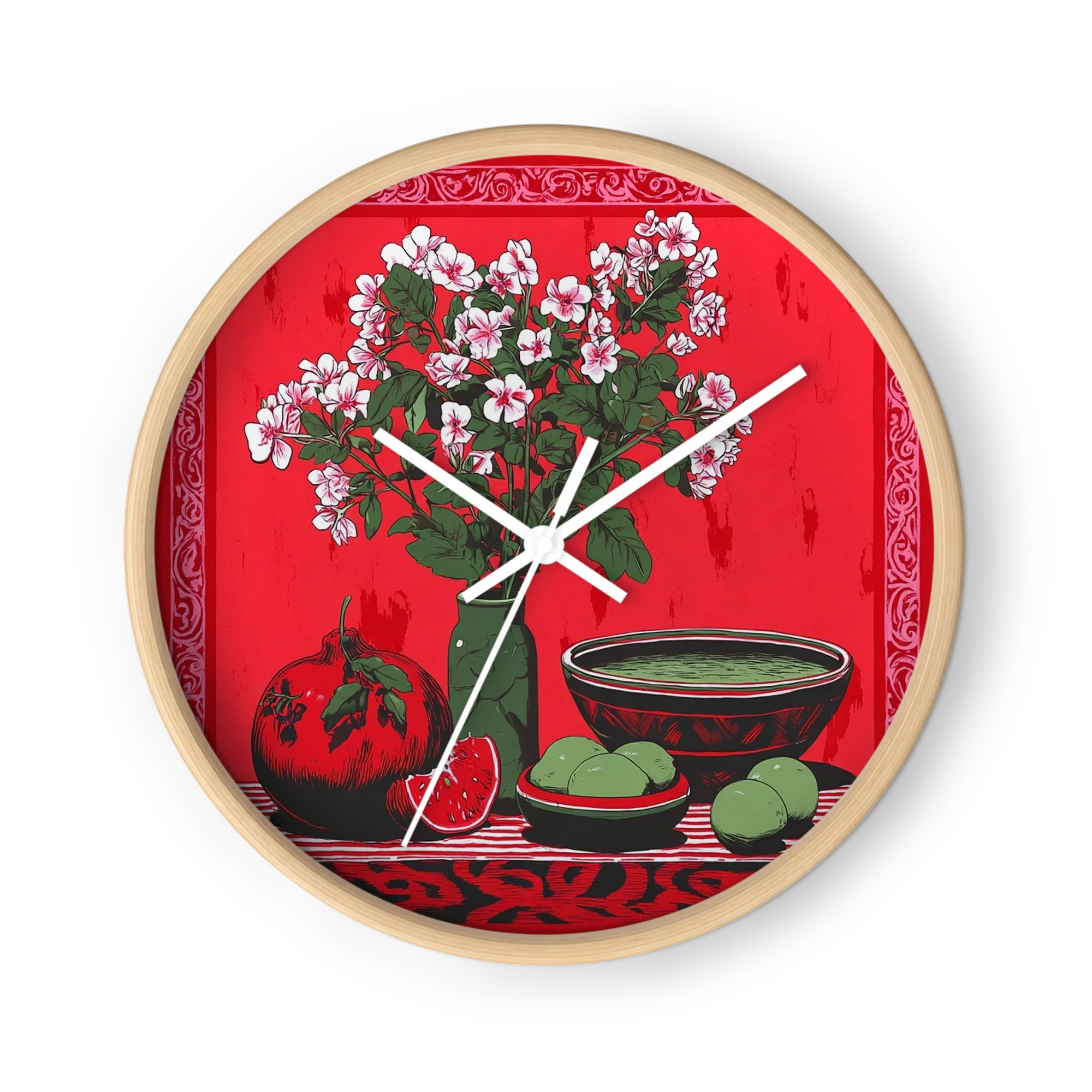 Red Still Life with Flowers