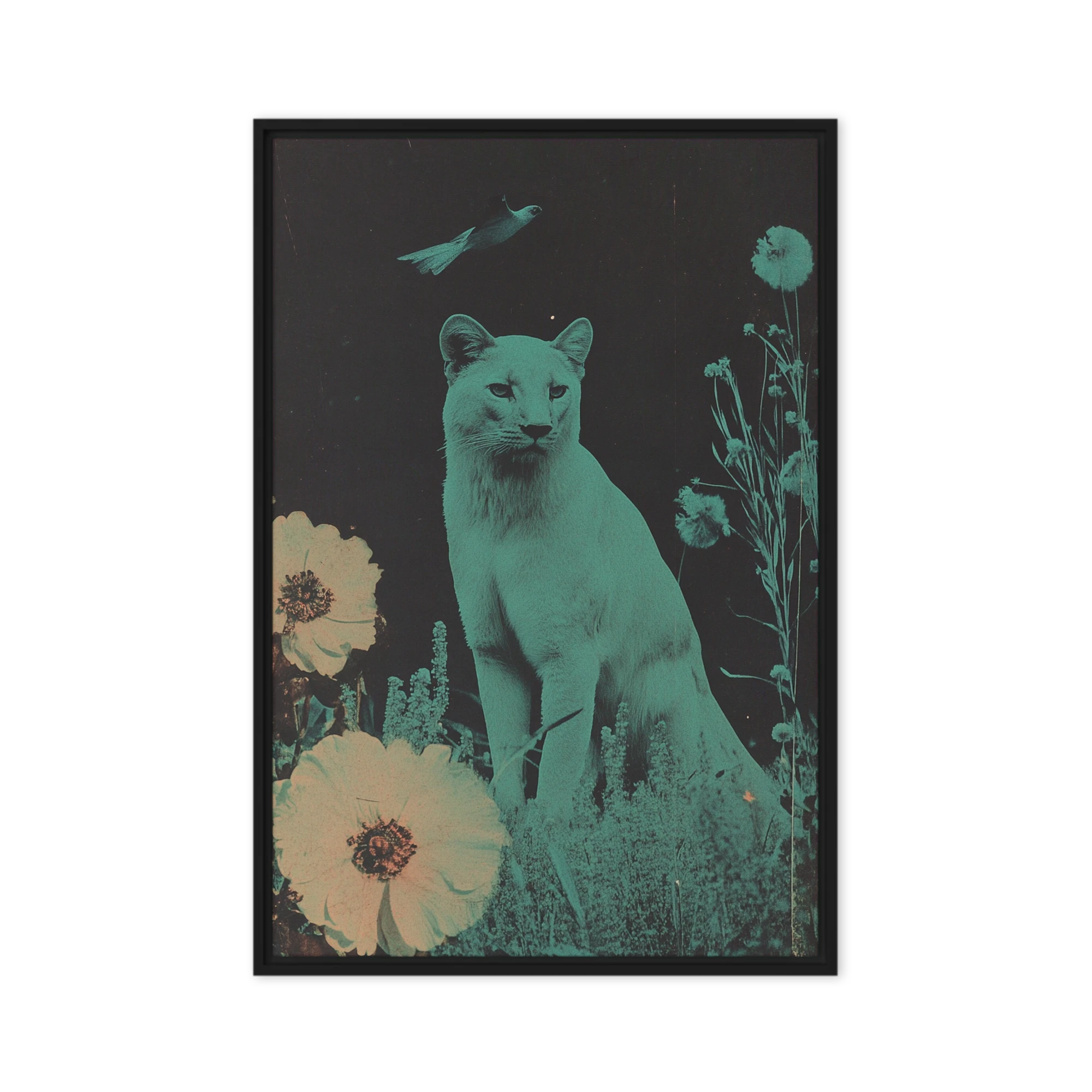 Enigmatic Feline Bloom | Art Print