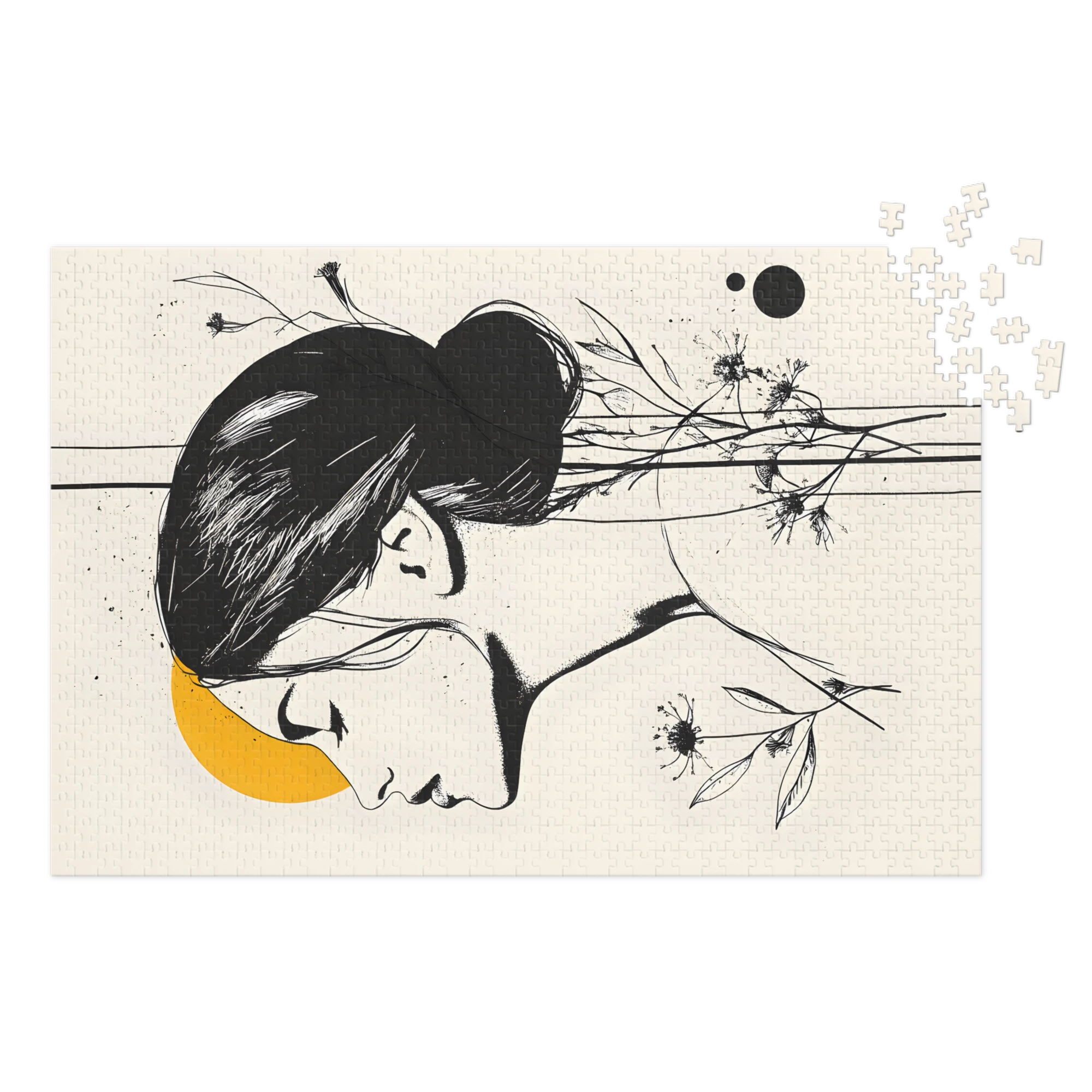 Minimalist Silhouette with Yellow Sun