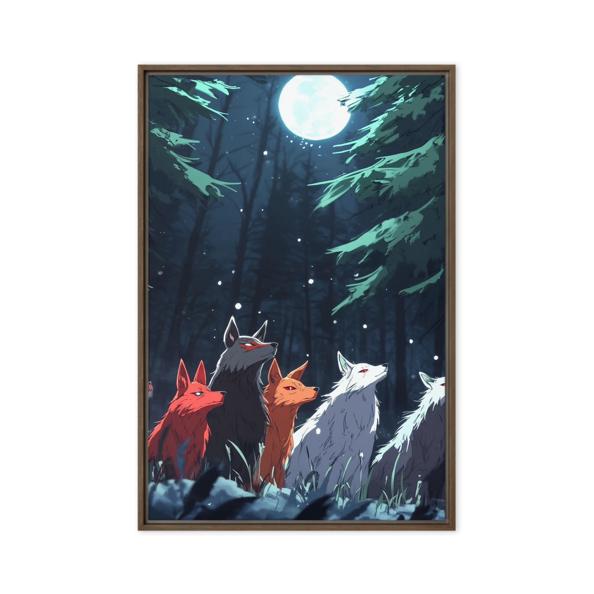 Moonlit Forest Wolves | Art Print