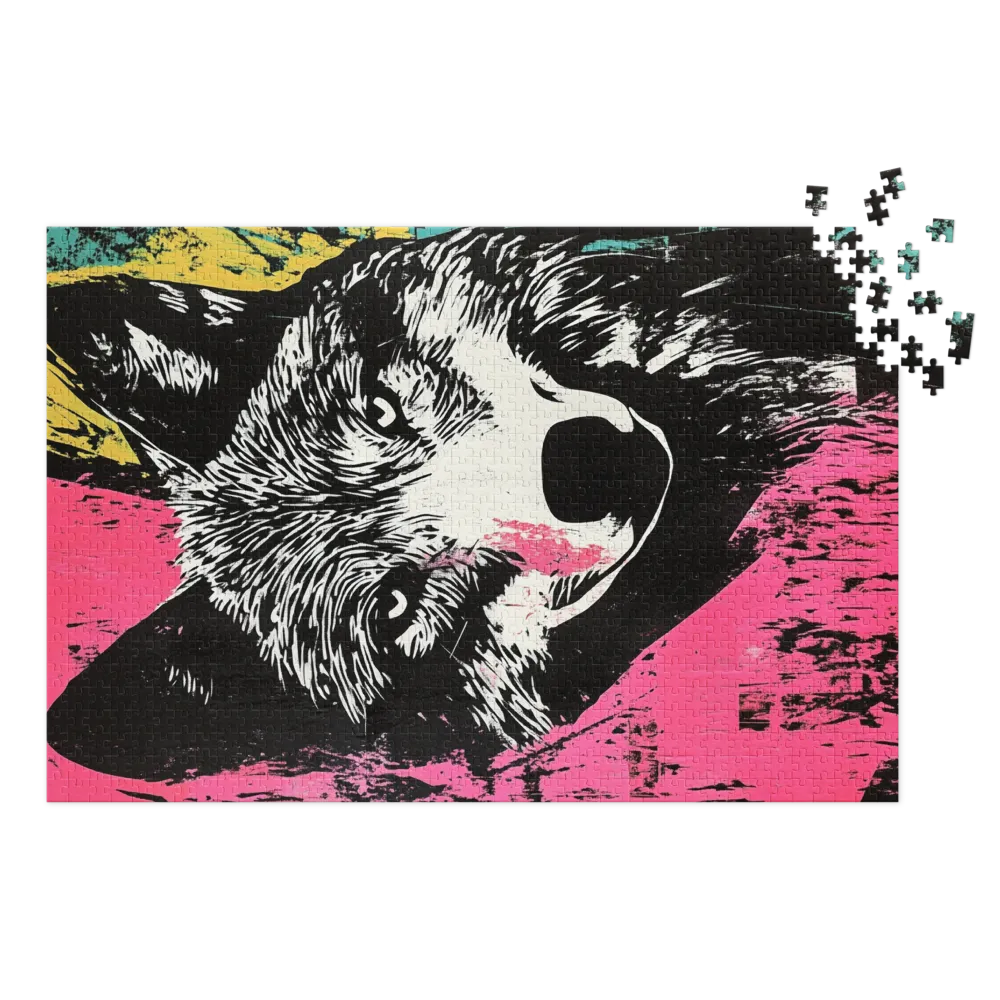 Neon Wolf Portrait 
 Jigsaw Puzzle in Tin Box