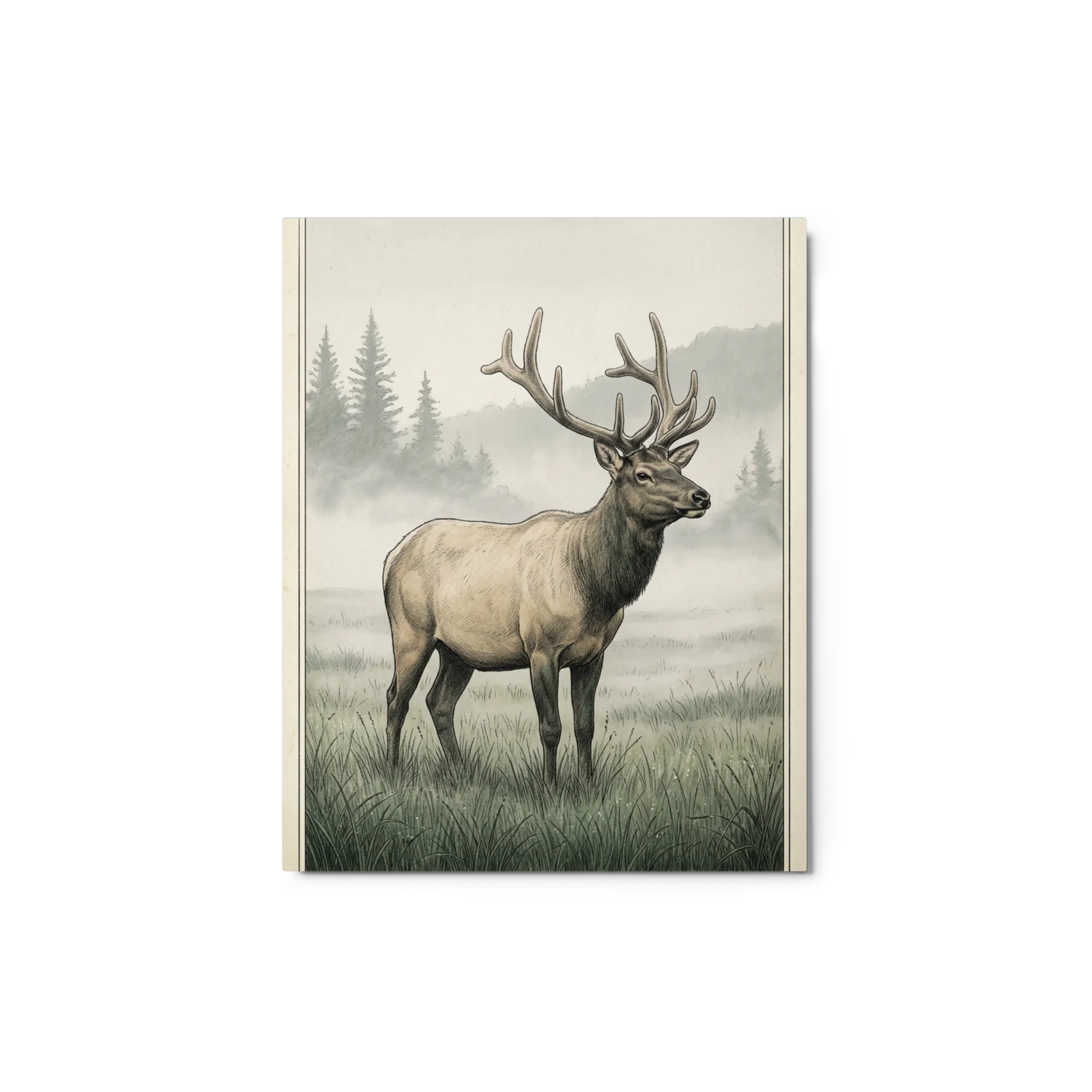 Elk in Misty Clearing 
 Canvas | 16″x 20″