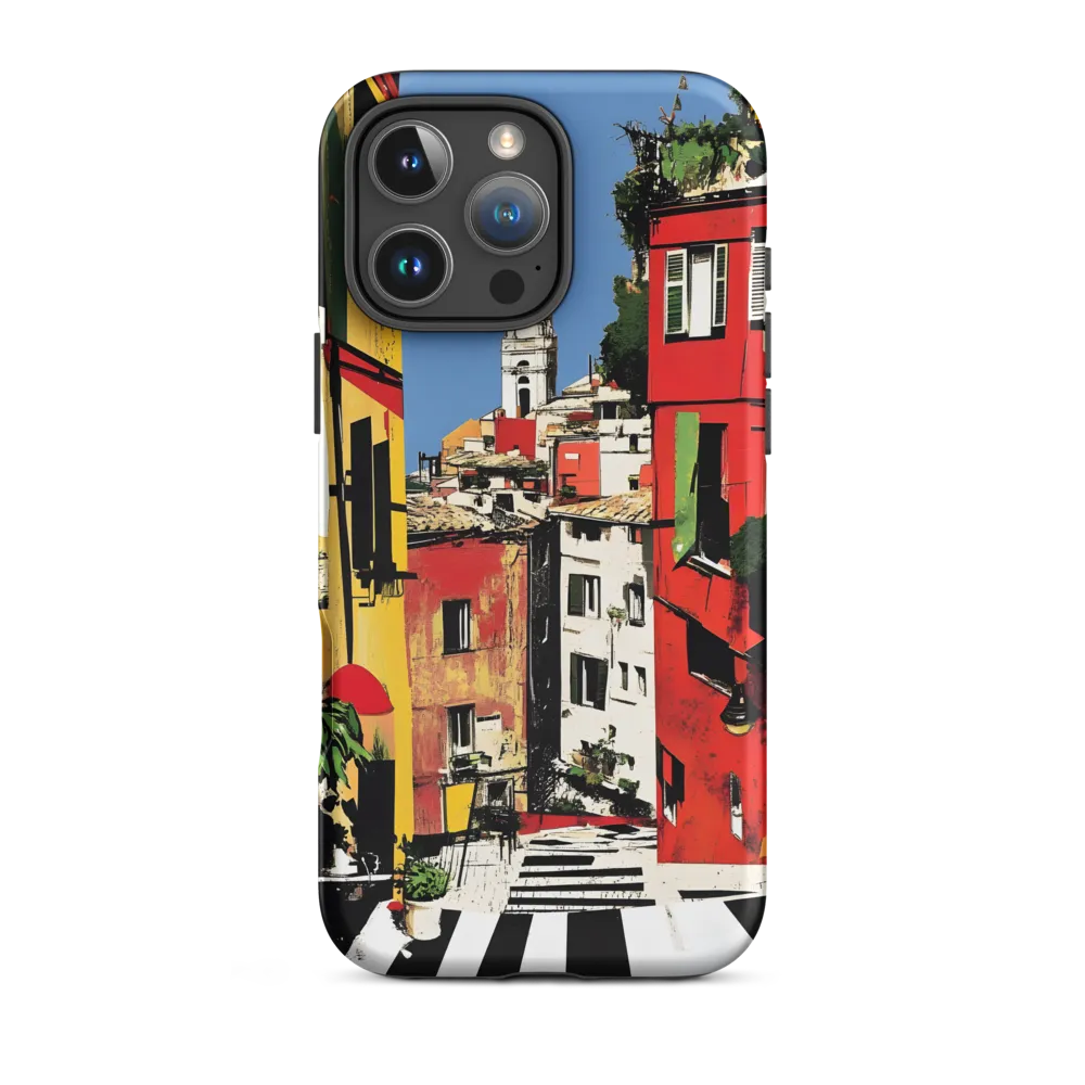 Vibrant Cityscape in Red and Yellow | Phone Case