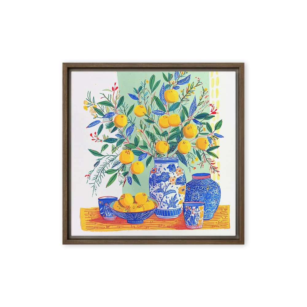 Citrus and Cobalt Vases | Art Print