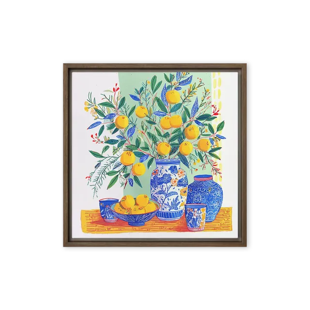 Citrus and Cobalt Vases | Art Print