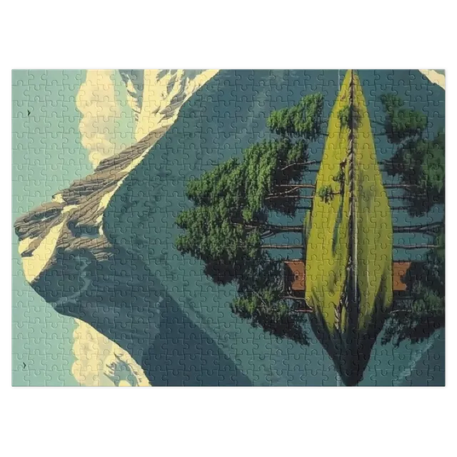 Serene Mountain Landscape with Cabin | Jigsaw Puzzle (252/520 pieces)