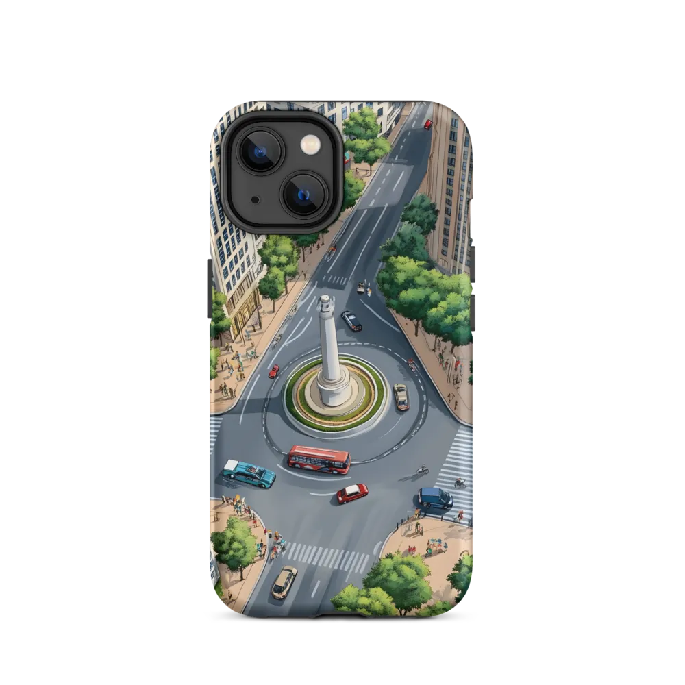 Urban Cityscape with Roundabout | Phone Case
