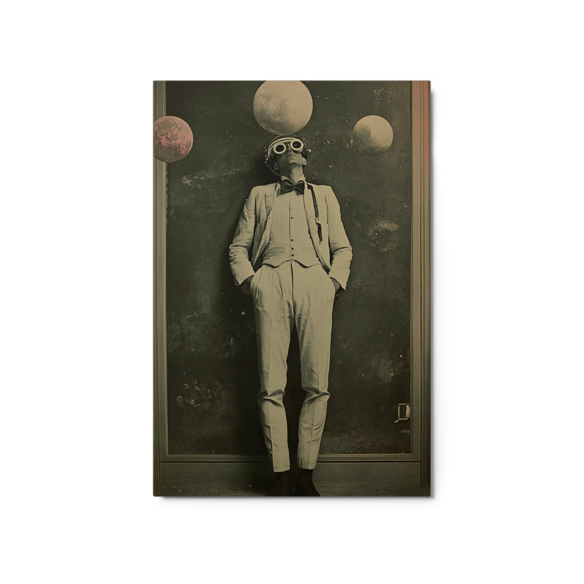 Surreal Vintage Astronaut with Planets