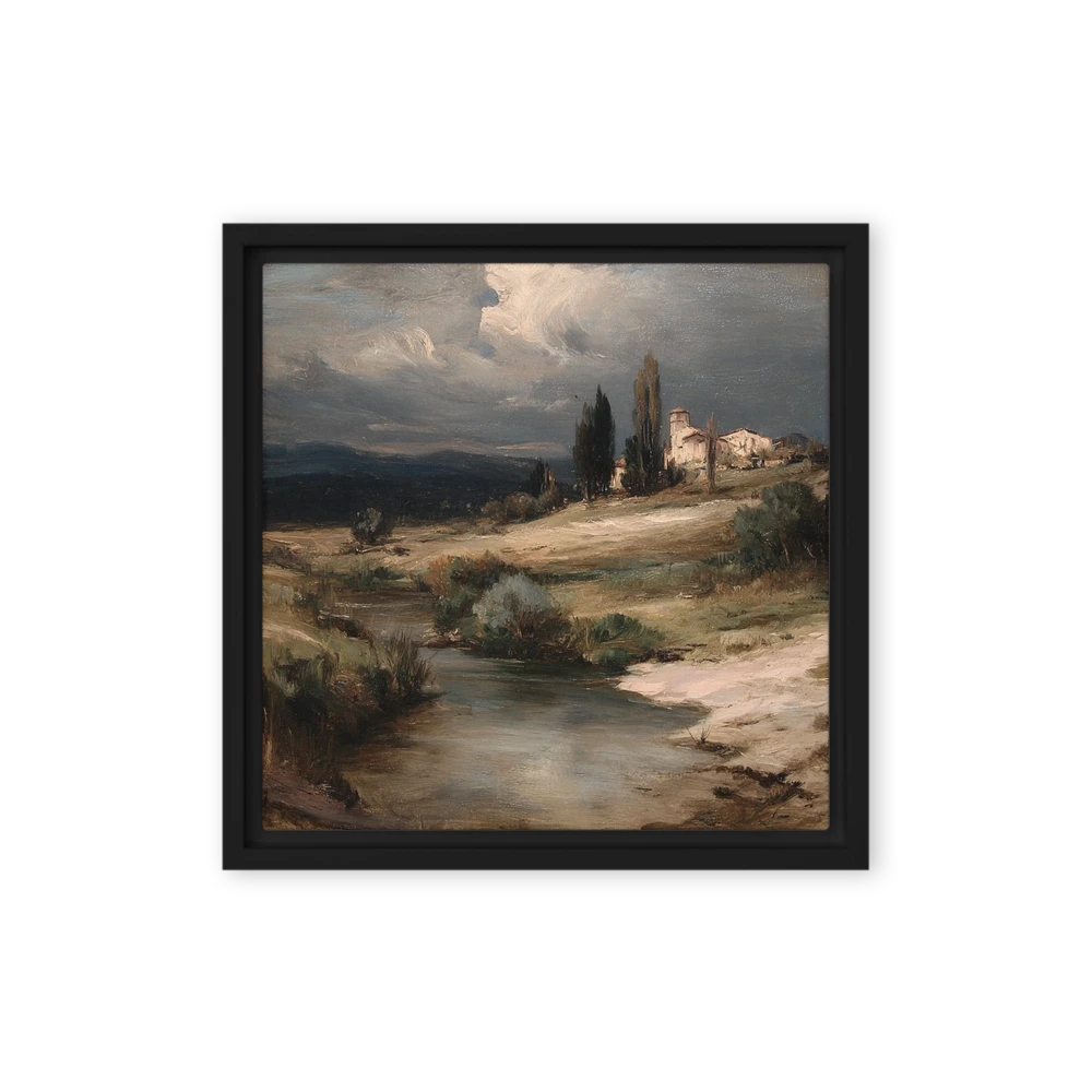 Country River and Hillside Village | Art Print