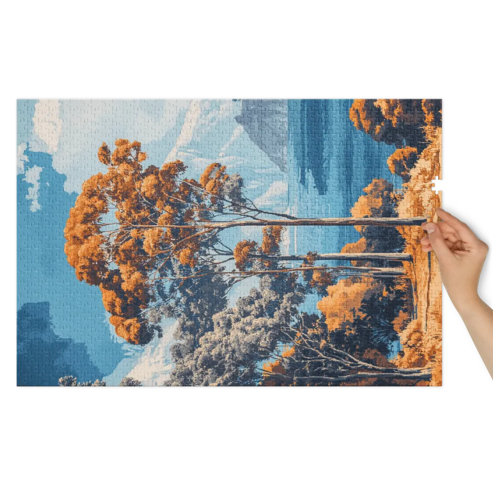 Pixelated Autumn Serenity 
 Jigsaw Puzzle in Tin Box