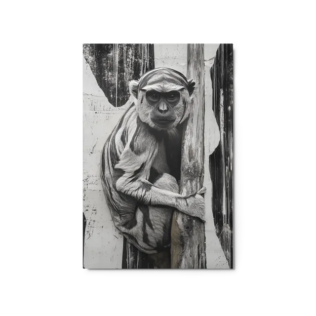 Primate Gaze on Distressed Wall | Art Print