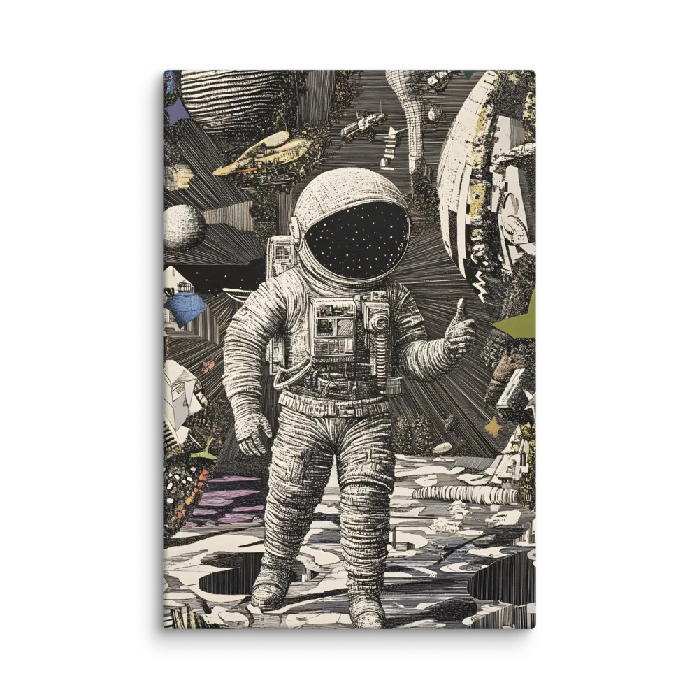 Cosmic Wanderer's Thumbs-Up 
 Canvas with White Frame